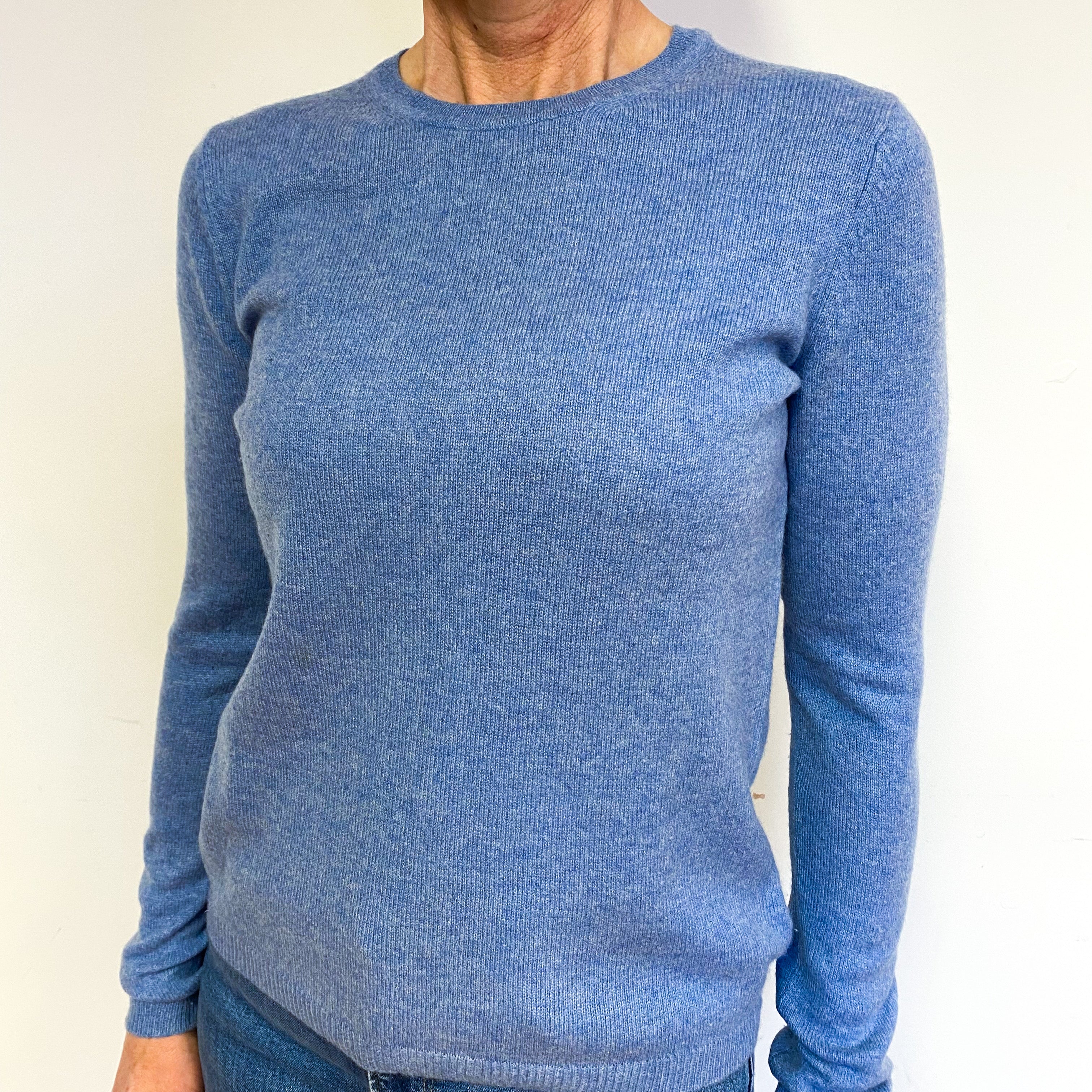 Denim Blue Cashmere Crew Neck Jumper Medium