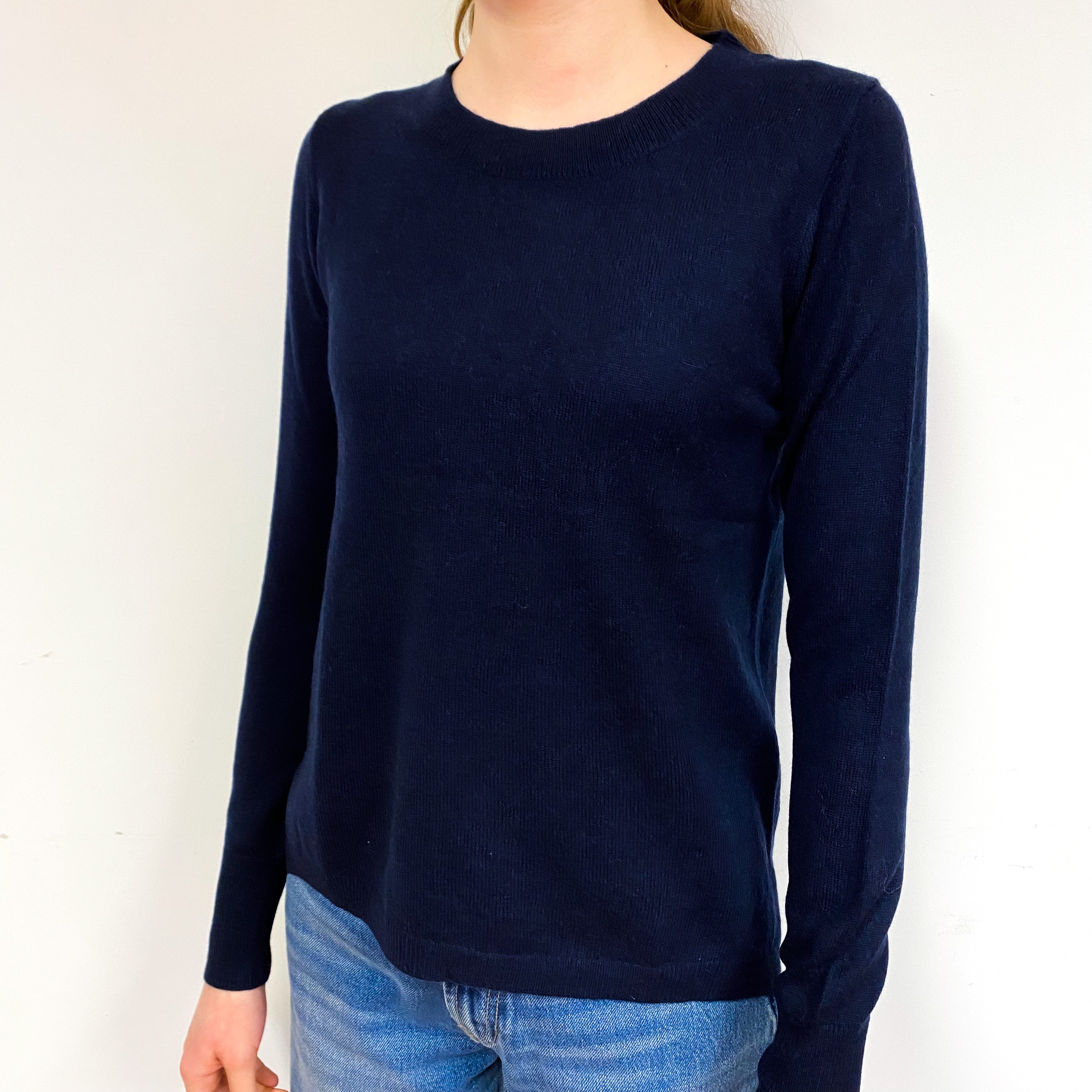 Dark Navy Blue Cashmere Crew Neck Jumper Extra Small