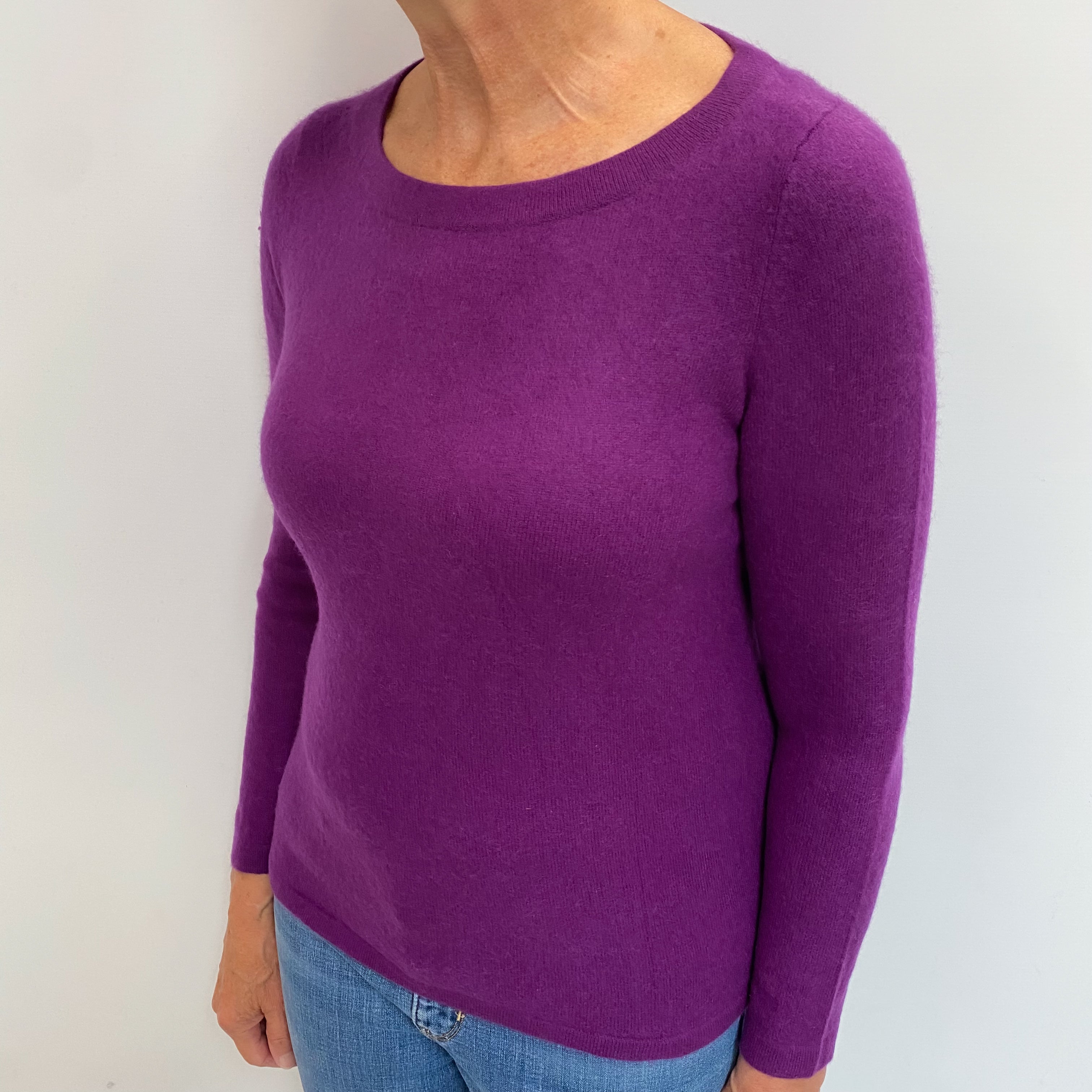 Viola Purple Cashmere Crew Neck Jumper Medium