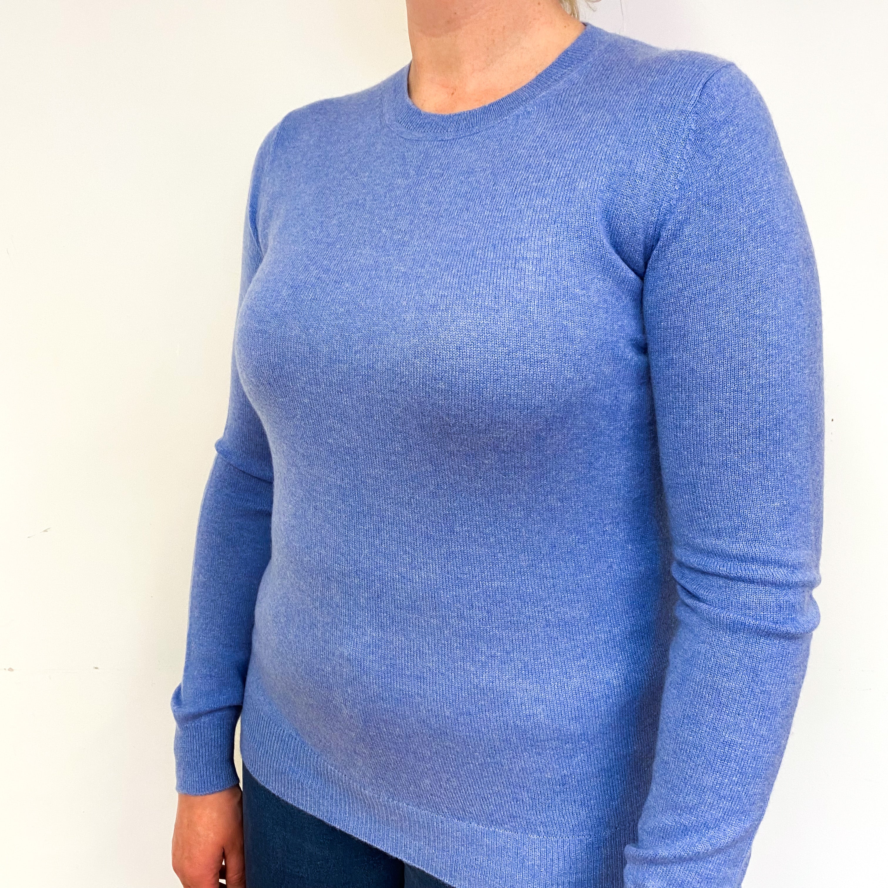 Periwinkle Blue Cashmere Crew Neck Jumper Large