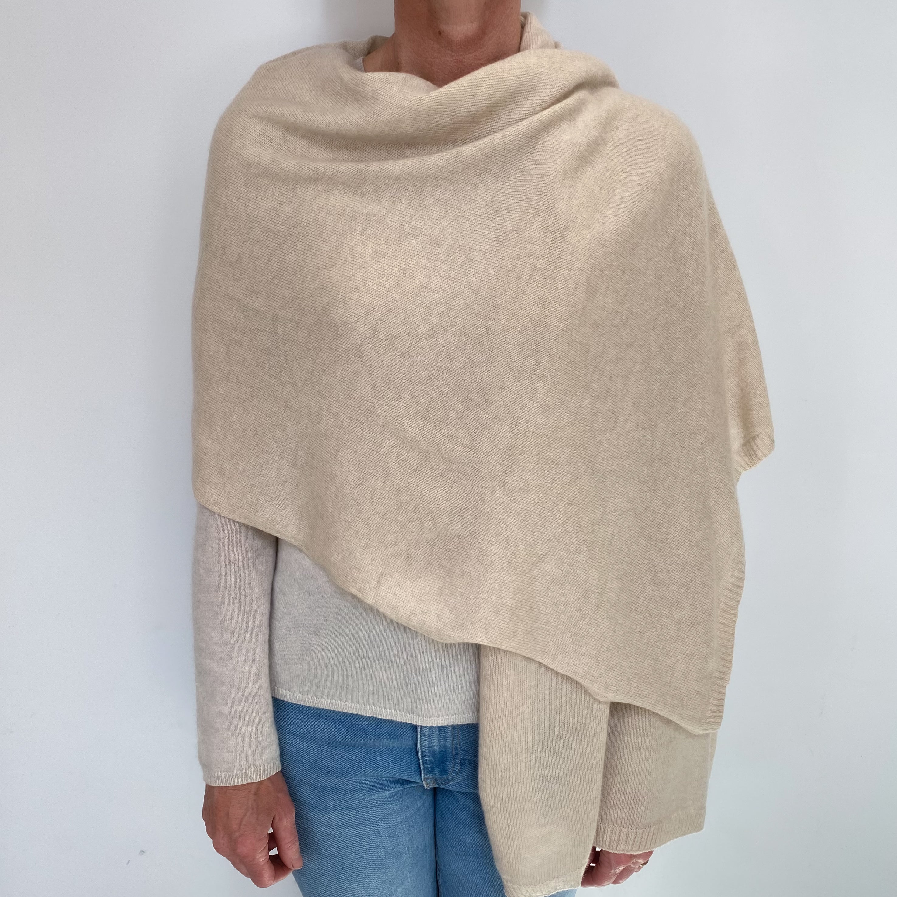 Brand New Sand Beige Recycled Cashmere Wrap DISPATCHED W/C 21ST OCTOBER