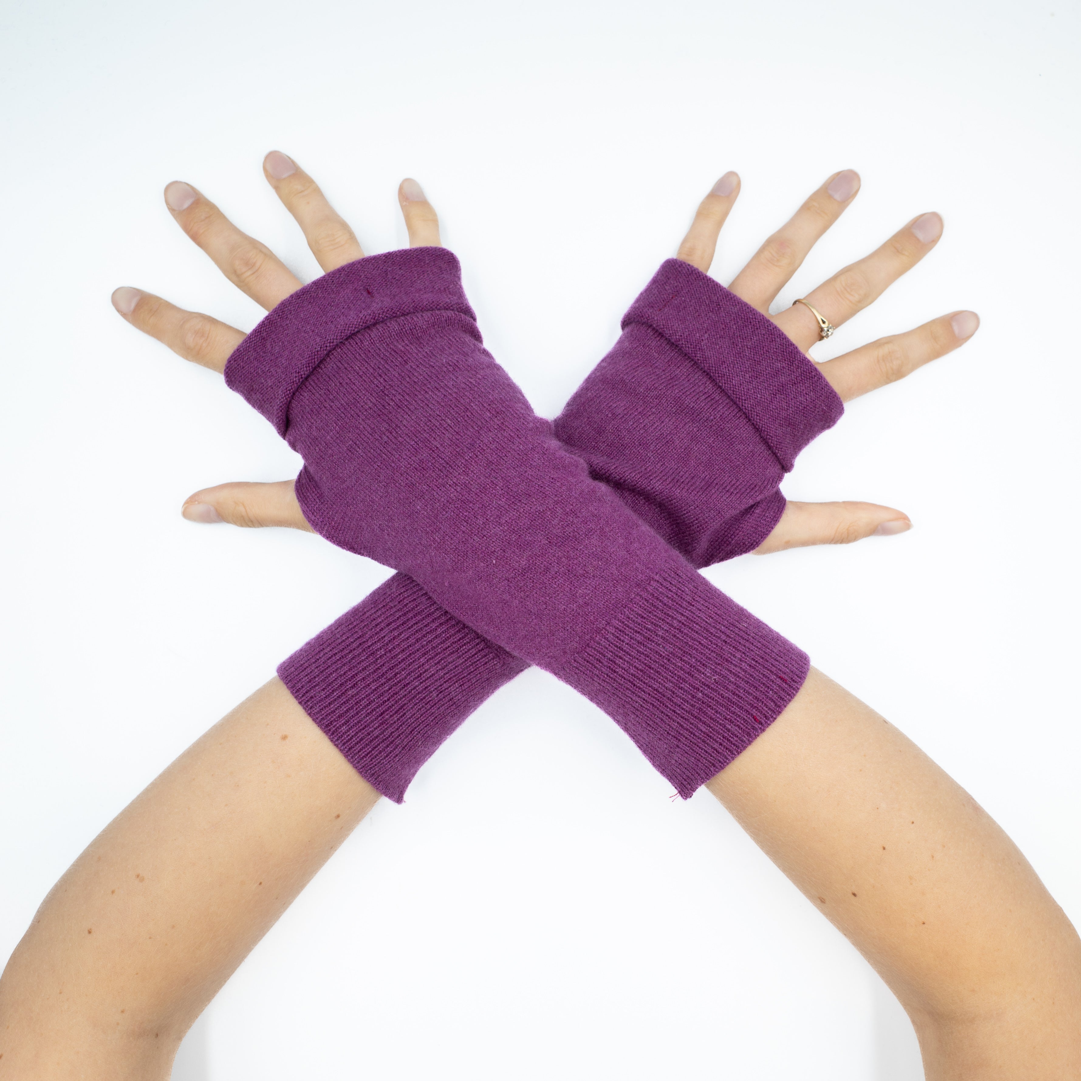 Tyrian Purple Fingerless Gloves