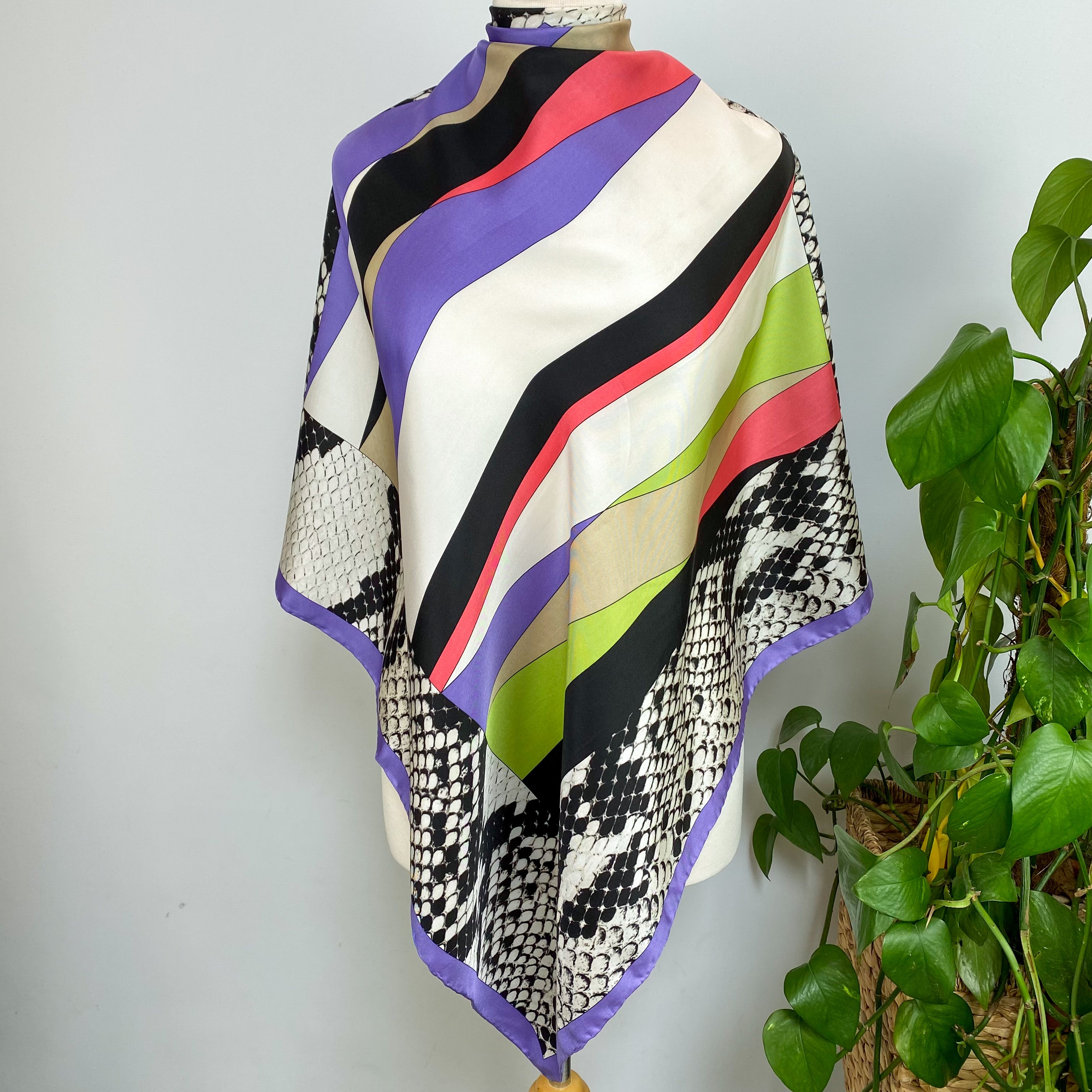 Vibrant Striped Silk Scarf