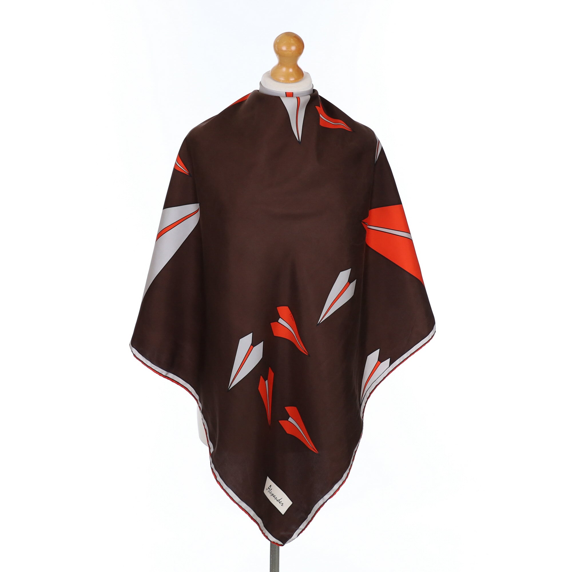 ‘Alexander’ Brown Design Vintage Silk Scarf