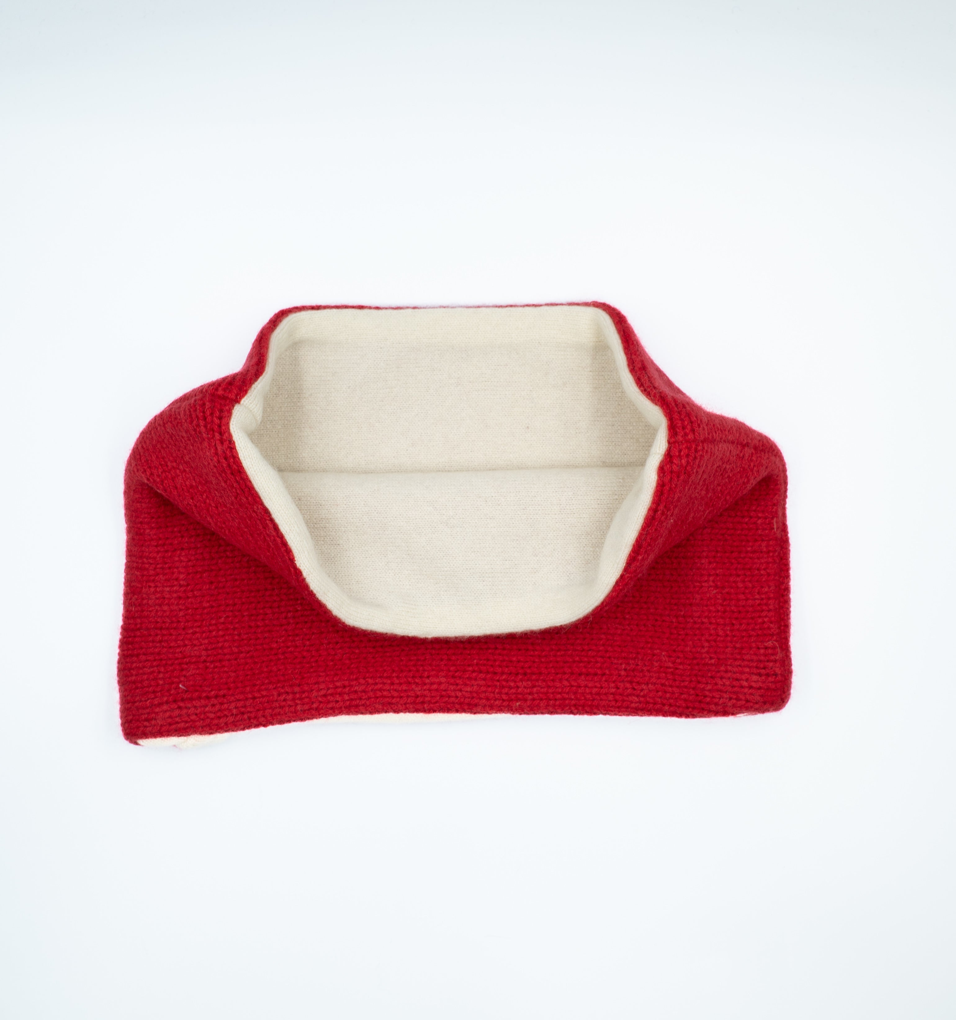 Scarlet Red and Cream Neck Warmer