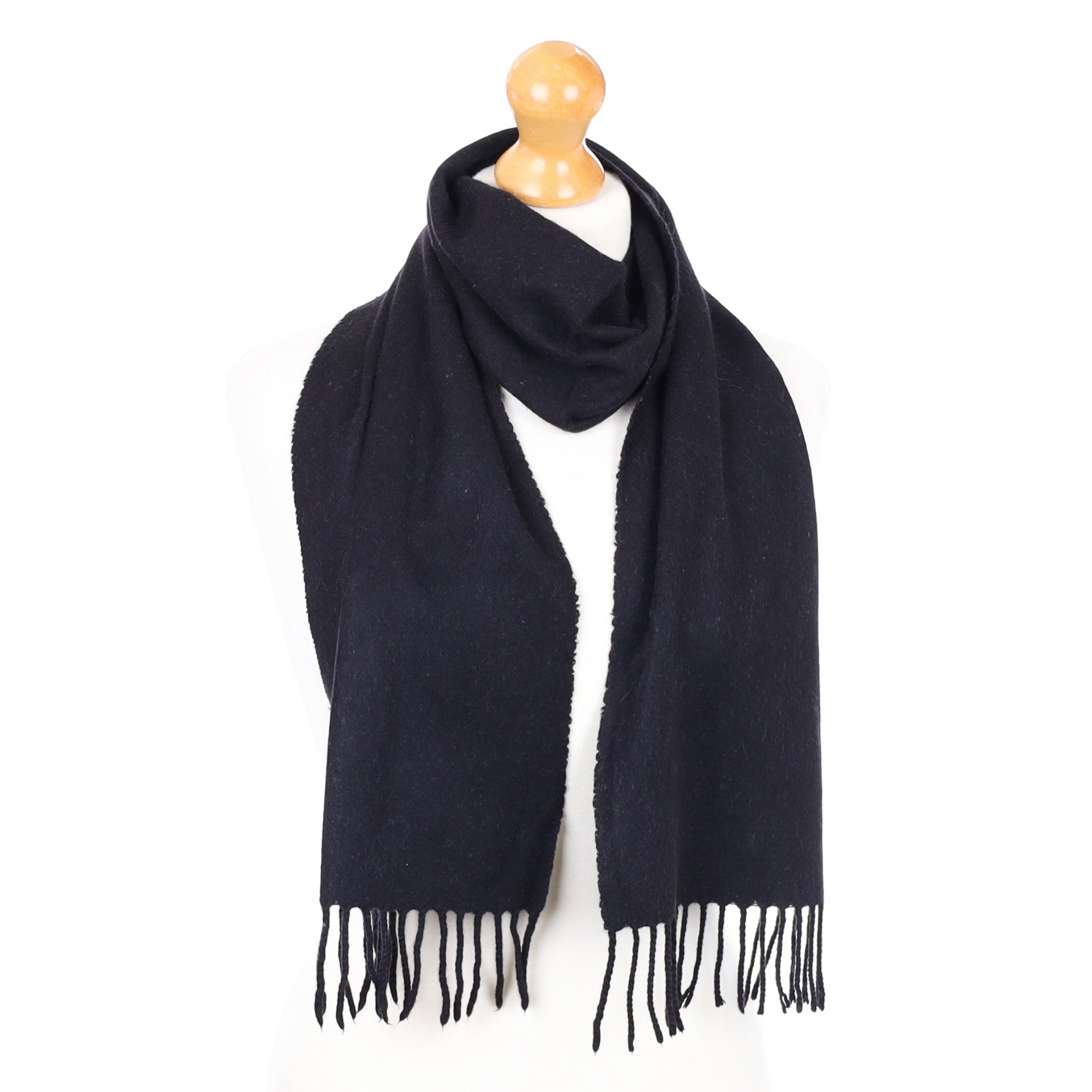 Black Fringed Cashmere Woven Scarf