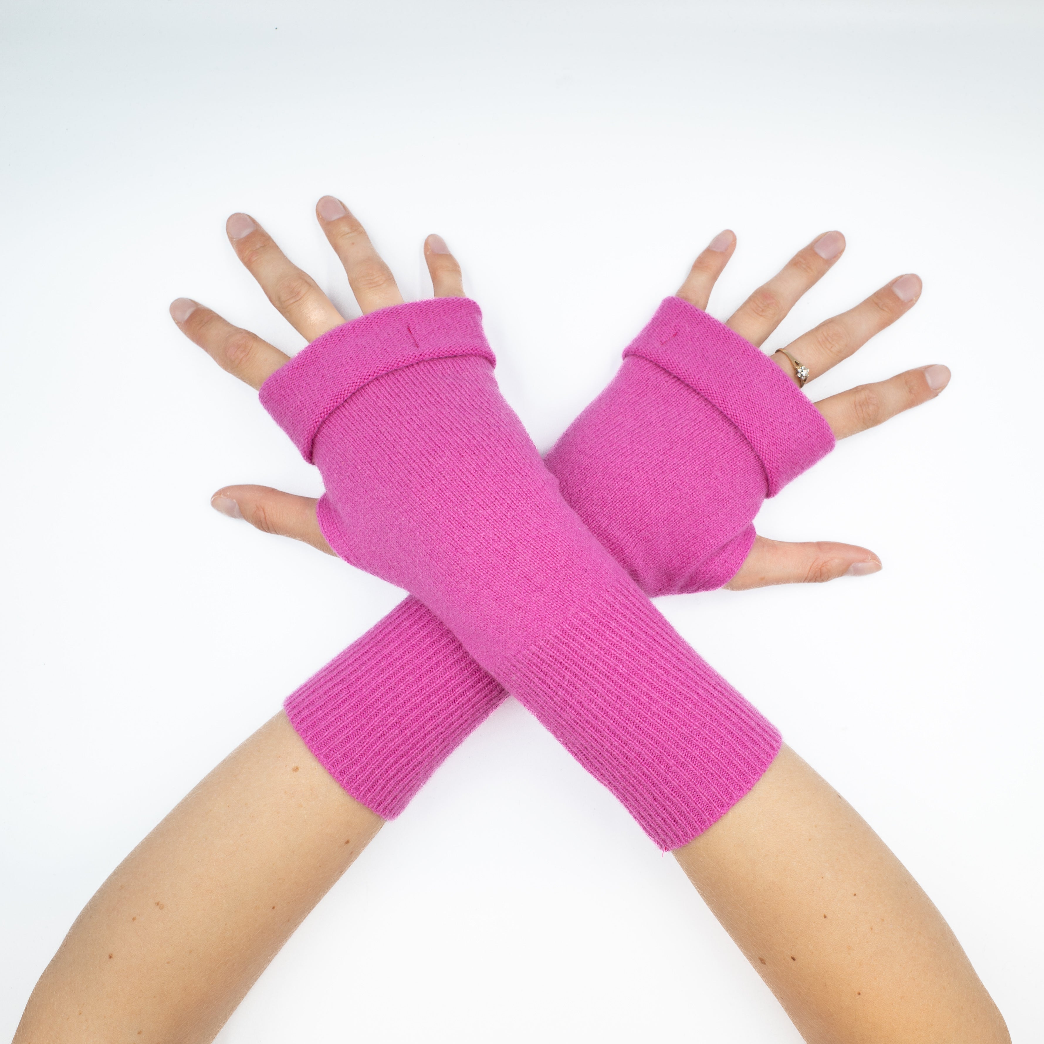 Camellia Pink Fingerless Gloves