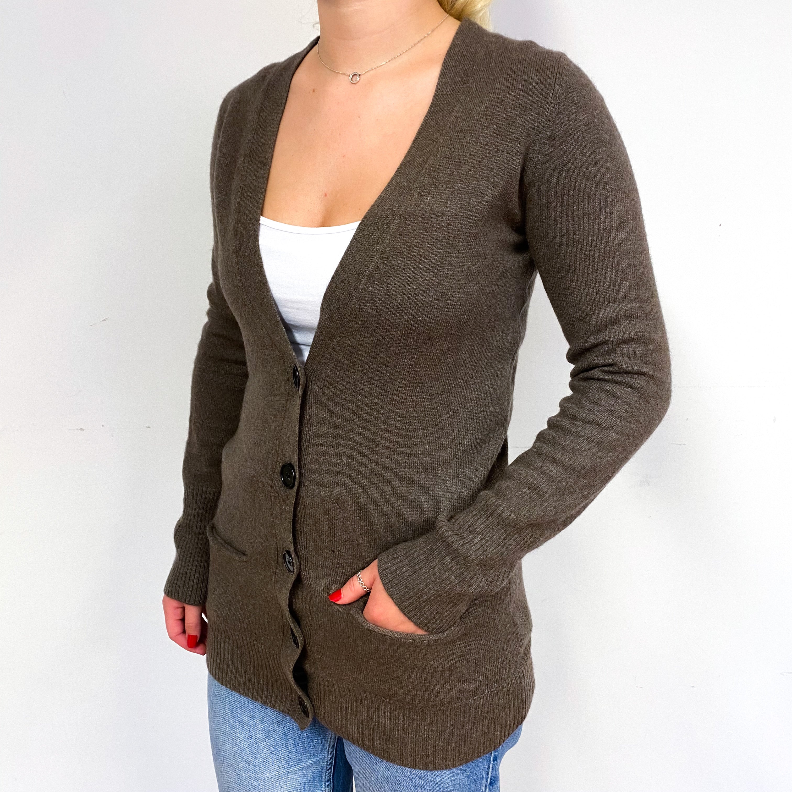 Mole Brown V Neck Cardigan Small