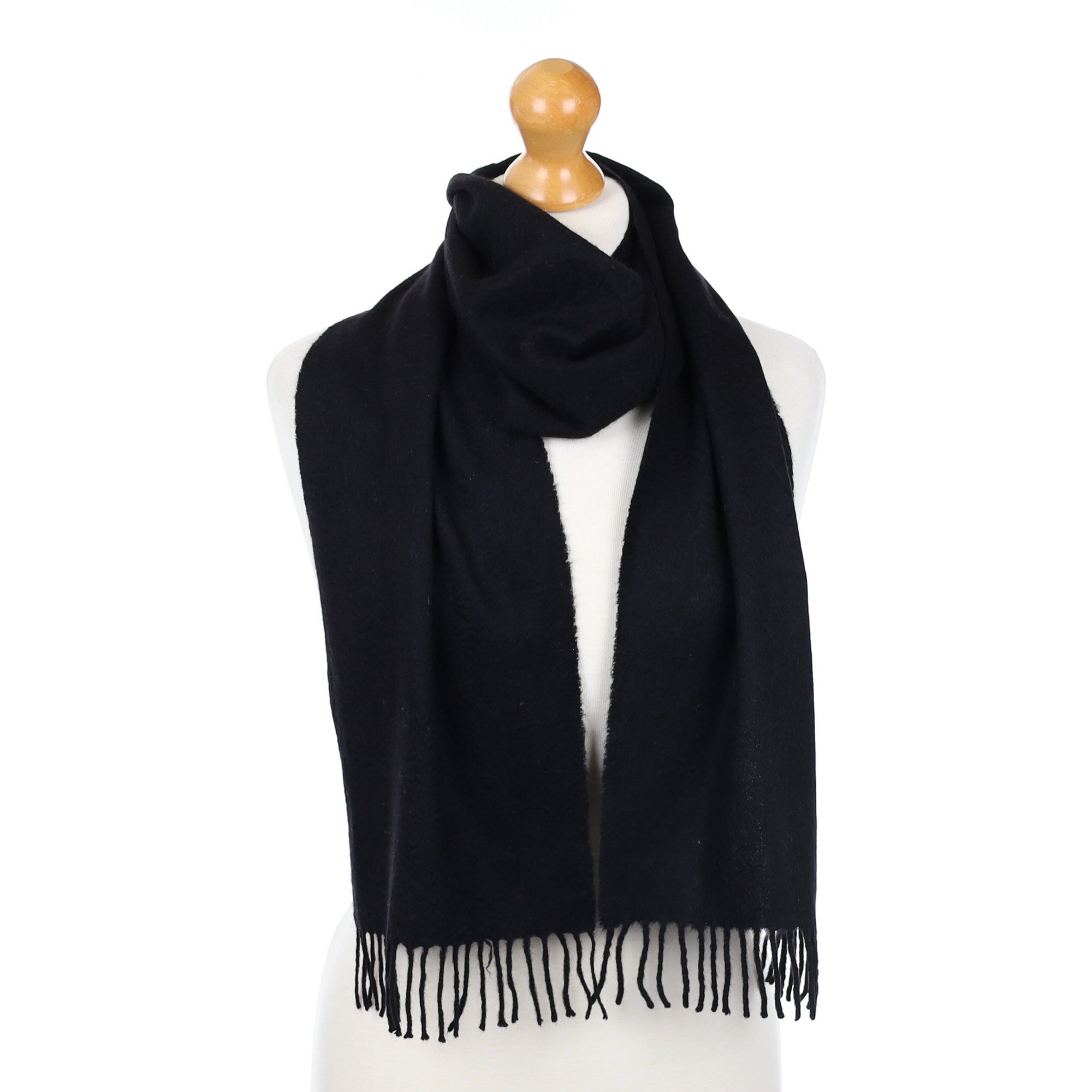 Black Fringed Cashmere Woven Scarf