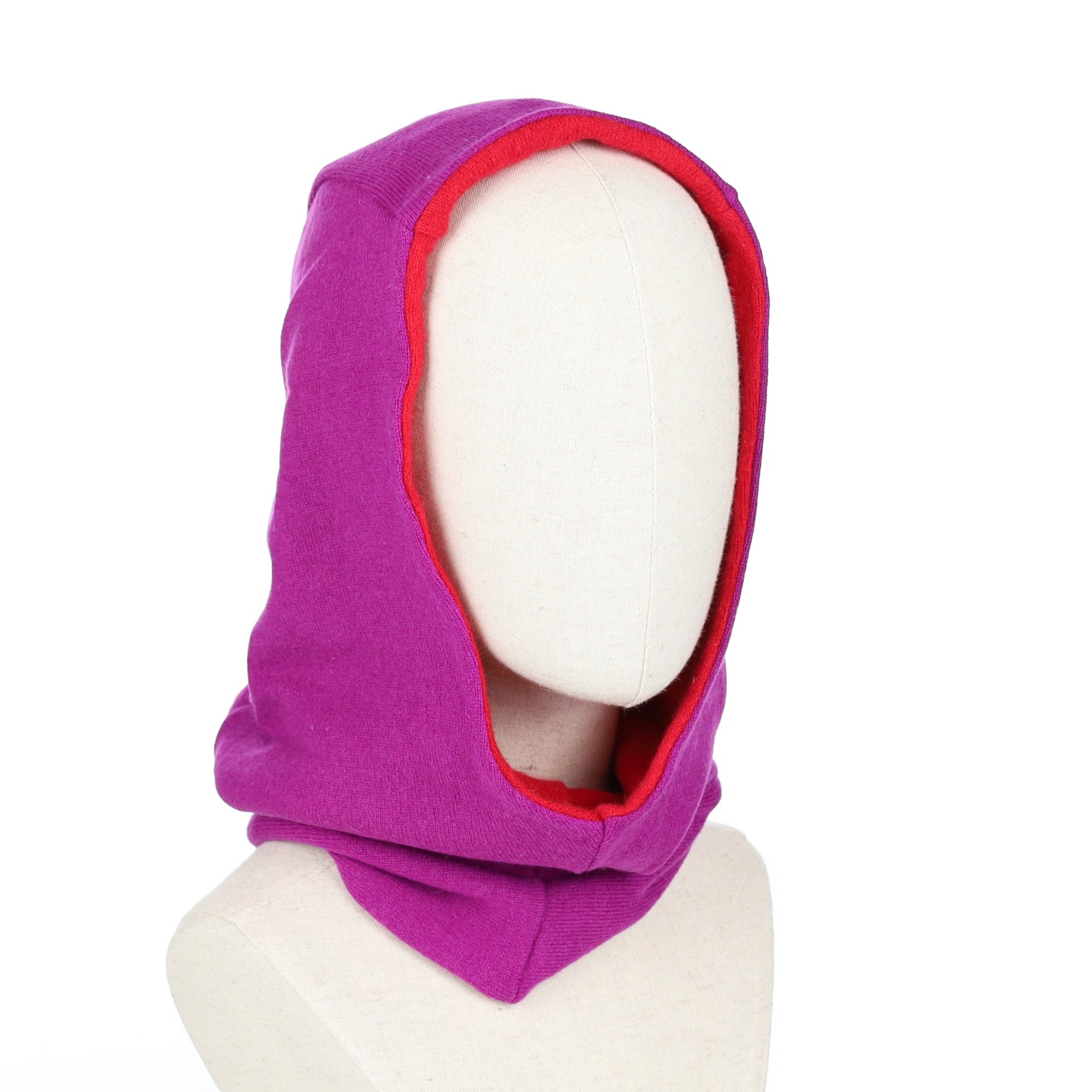 Magenta Purple and Red Luxury Reversible Cashmere Hood Unisex