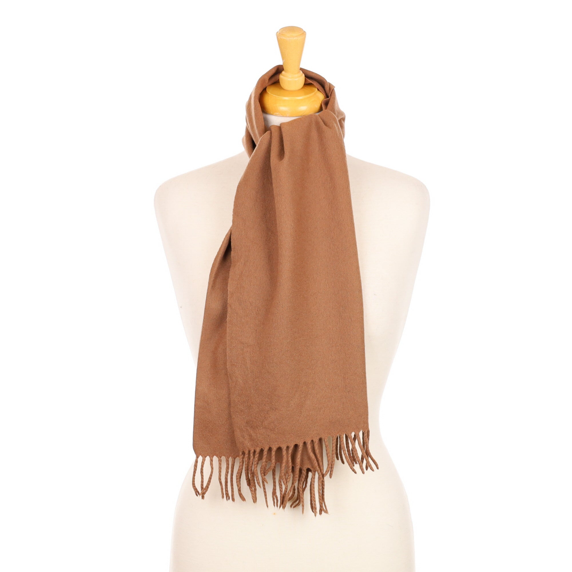 Loro Piana French Mustard Brown Cashmere Woven Scarf