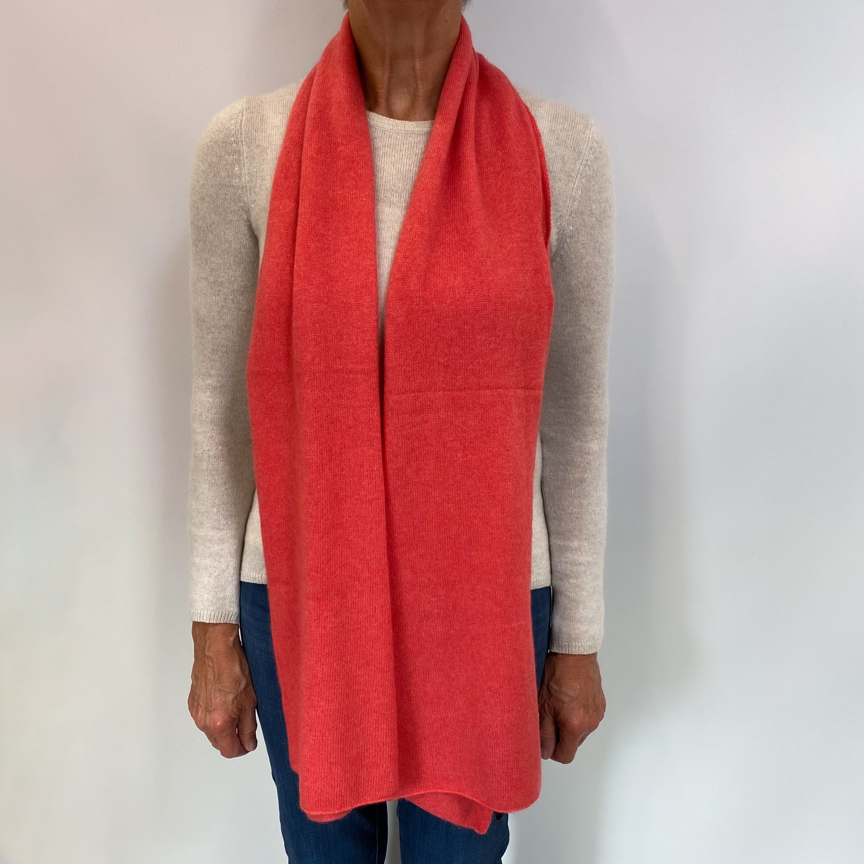 Watermelon Pink Cashmere Scarf