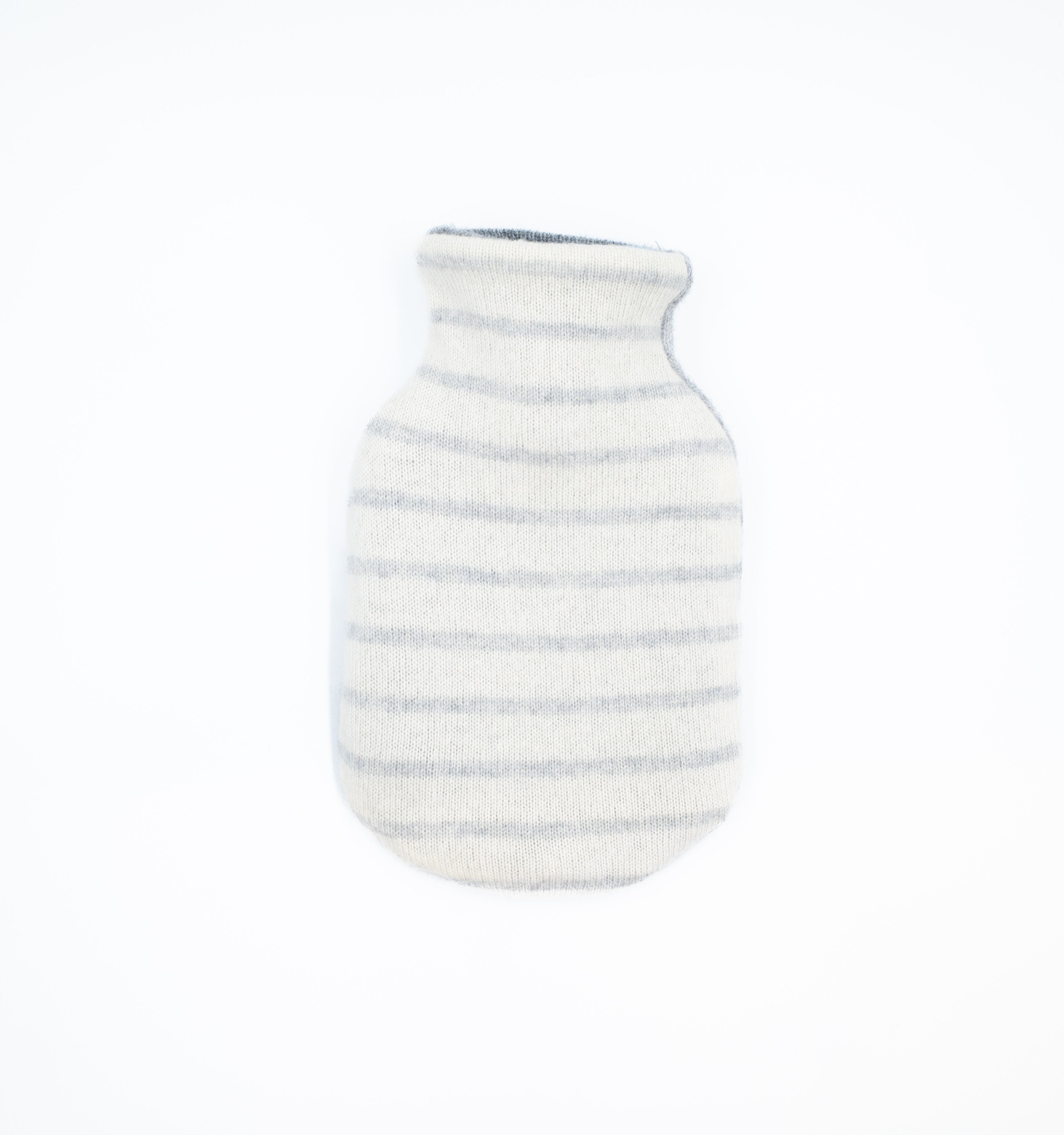 Pale Grey and Cream Striped Cashmere Small Hot Water Bottle