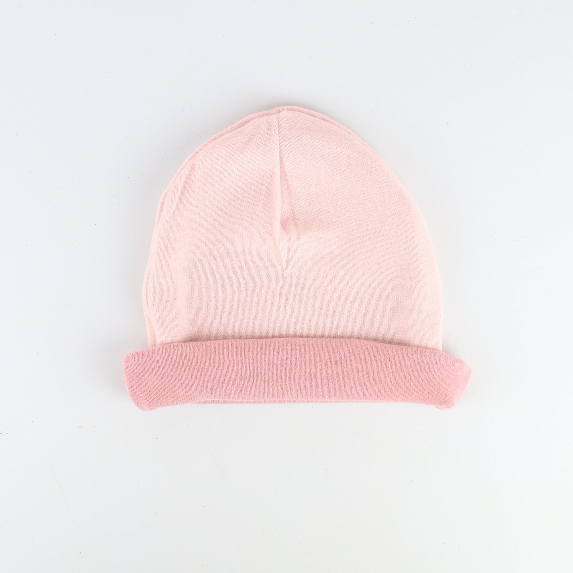 Coral Pink and Oyster Reversible Cashmere Beanie Hat