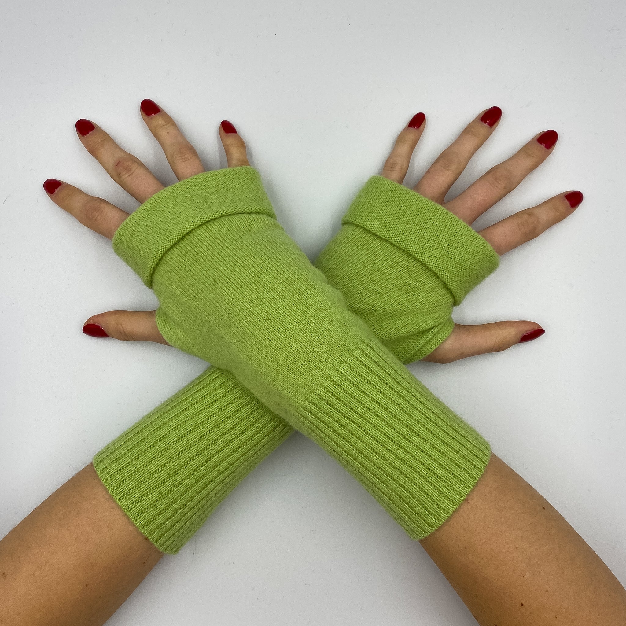 Apple Green Fingerless Gloves