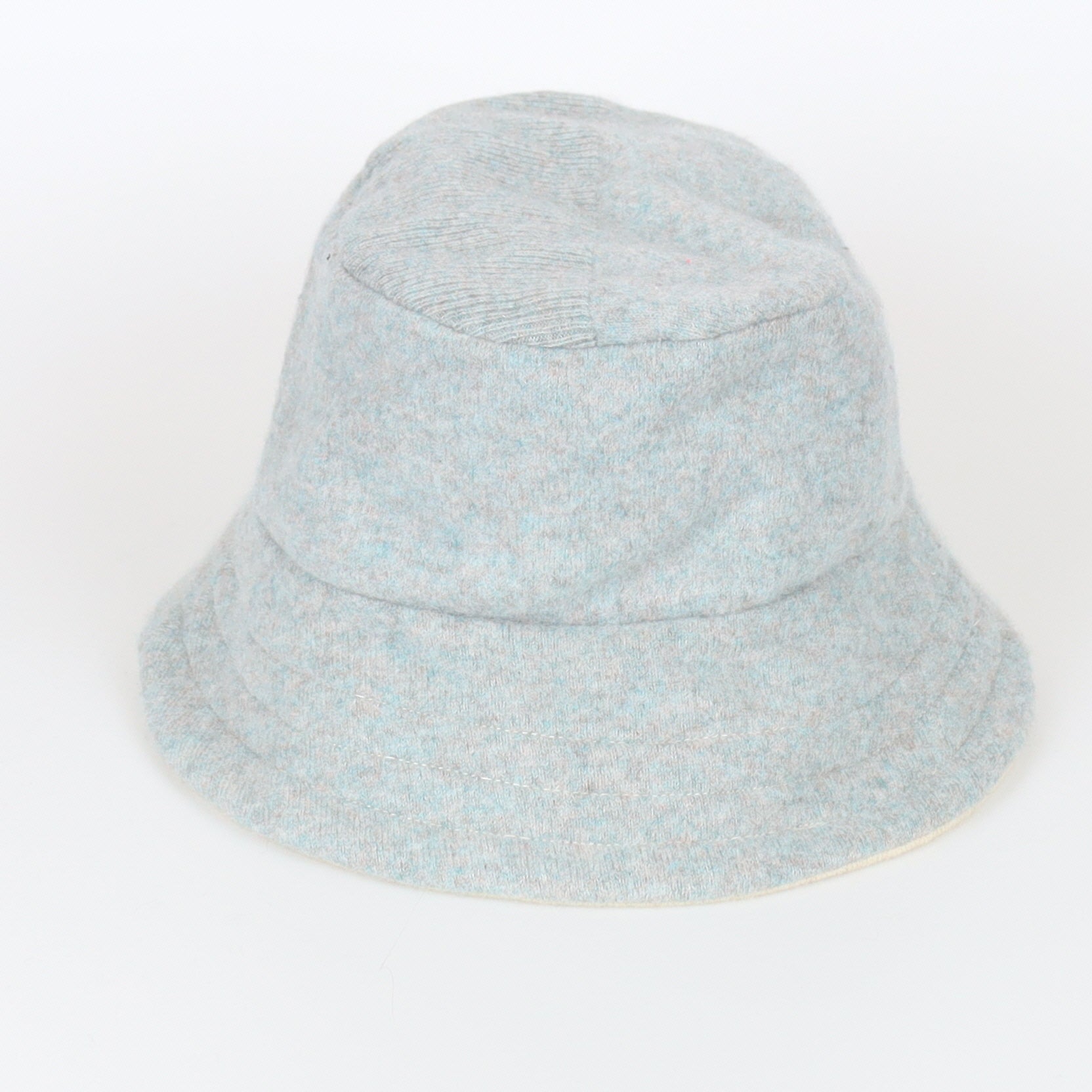 Duck Egg Blue and Cream Reversible Cashmere Bucket Hat Medium