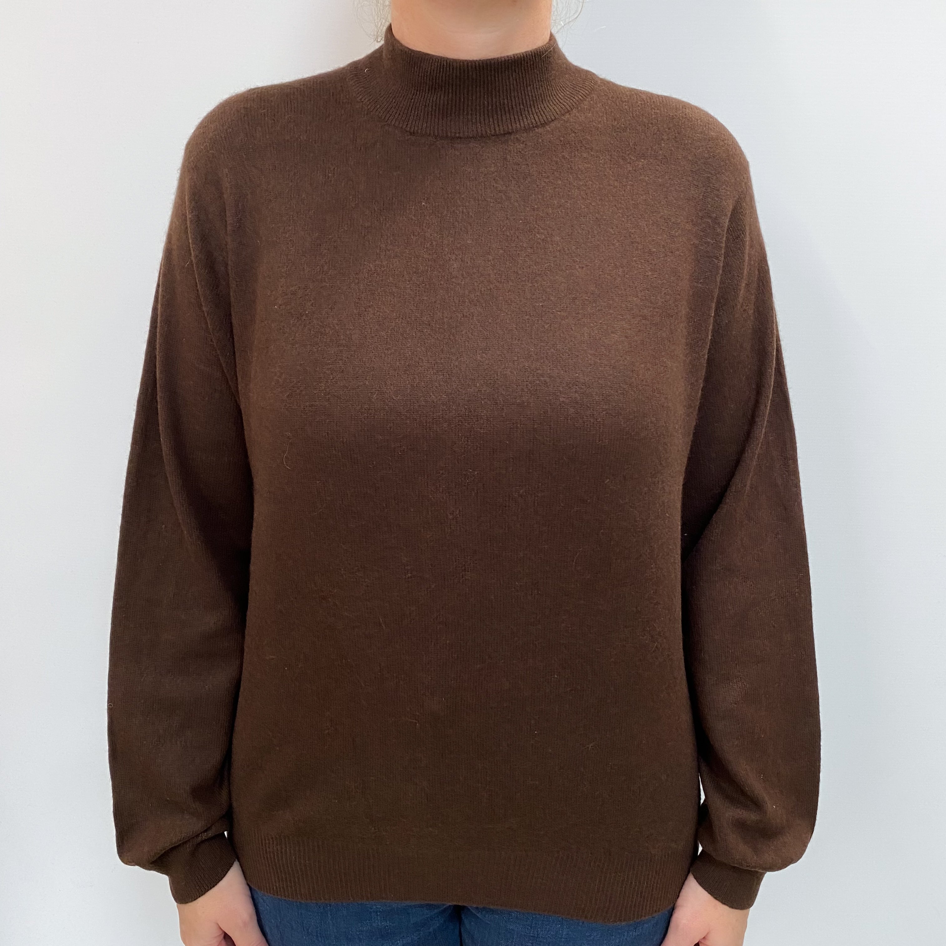 Peppercorn Brown Cashmere Turtle Neck Jumper Large