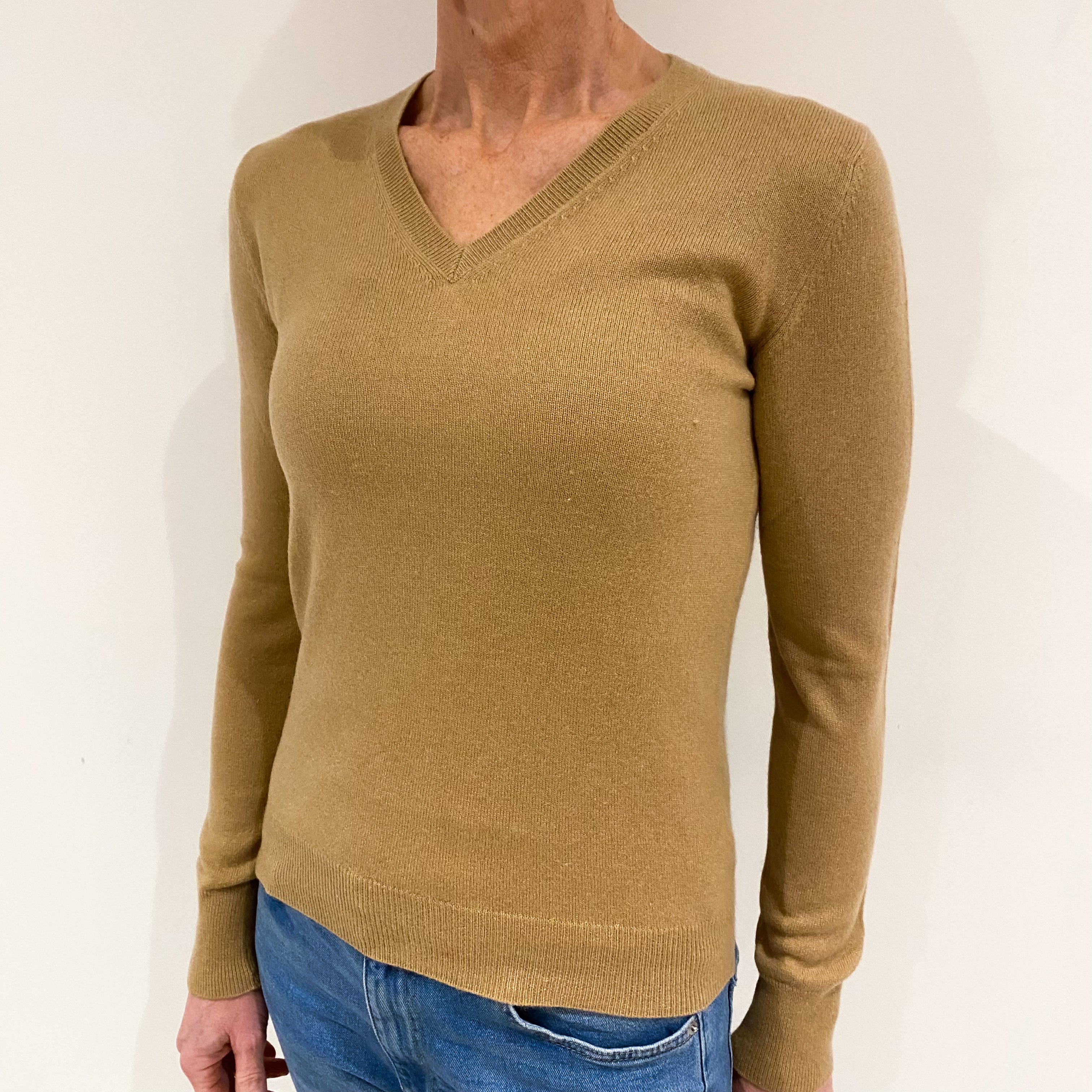 Butterscotch Cashmere V Neck Jumper Small