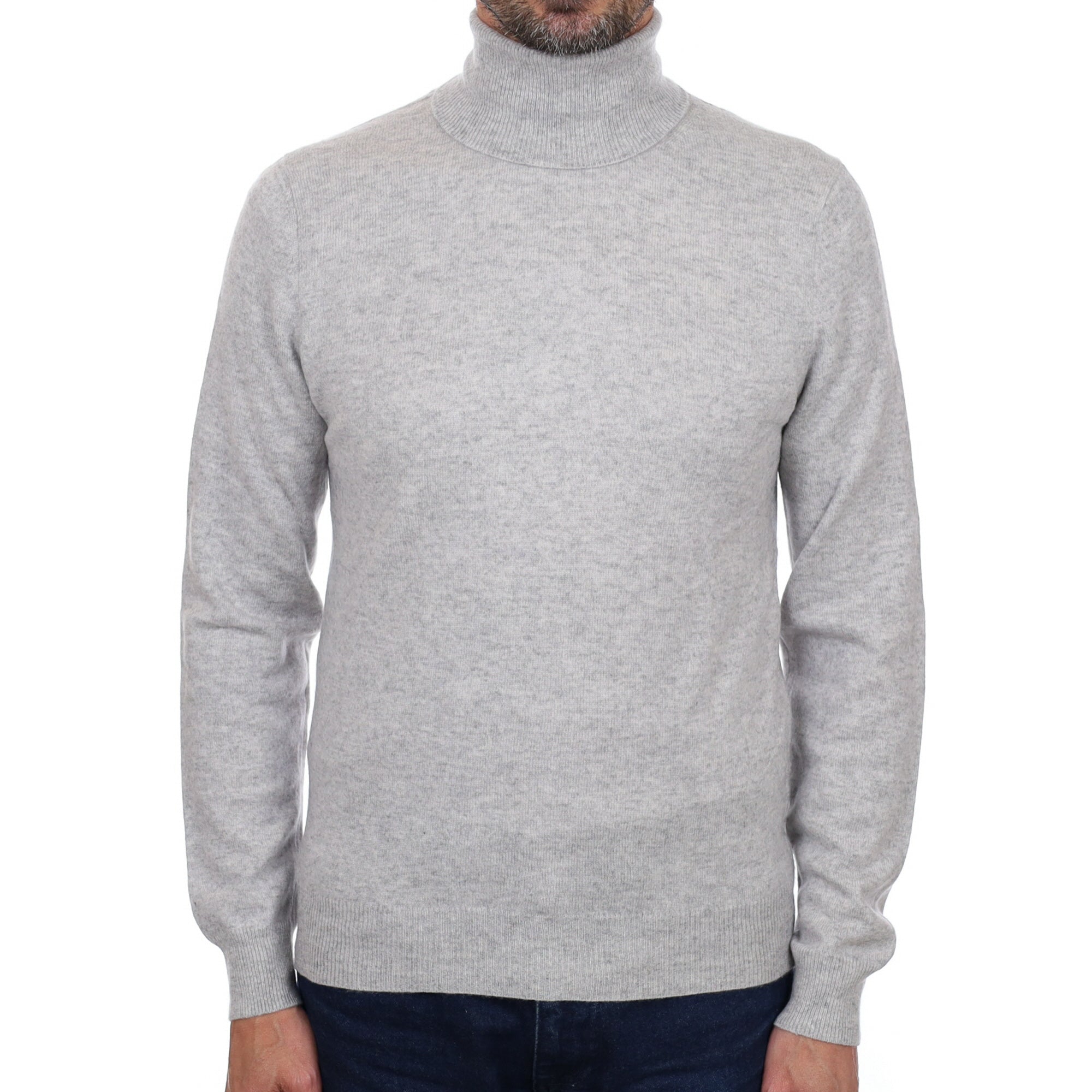 Men's Smoke Grey Cashmere Polo Neck Jumper Small