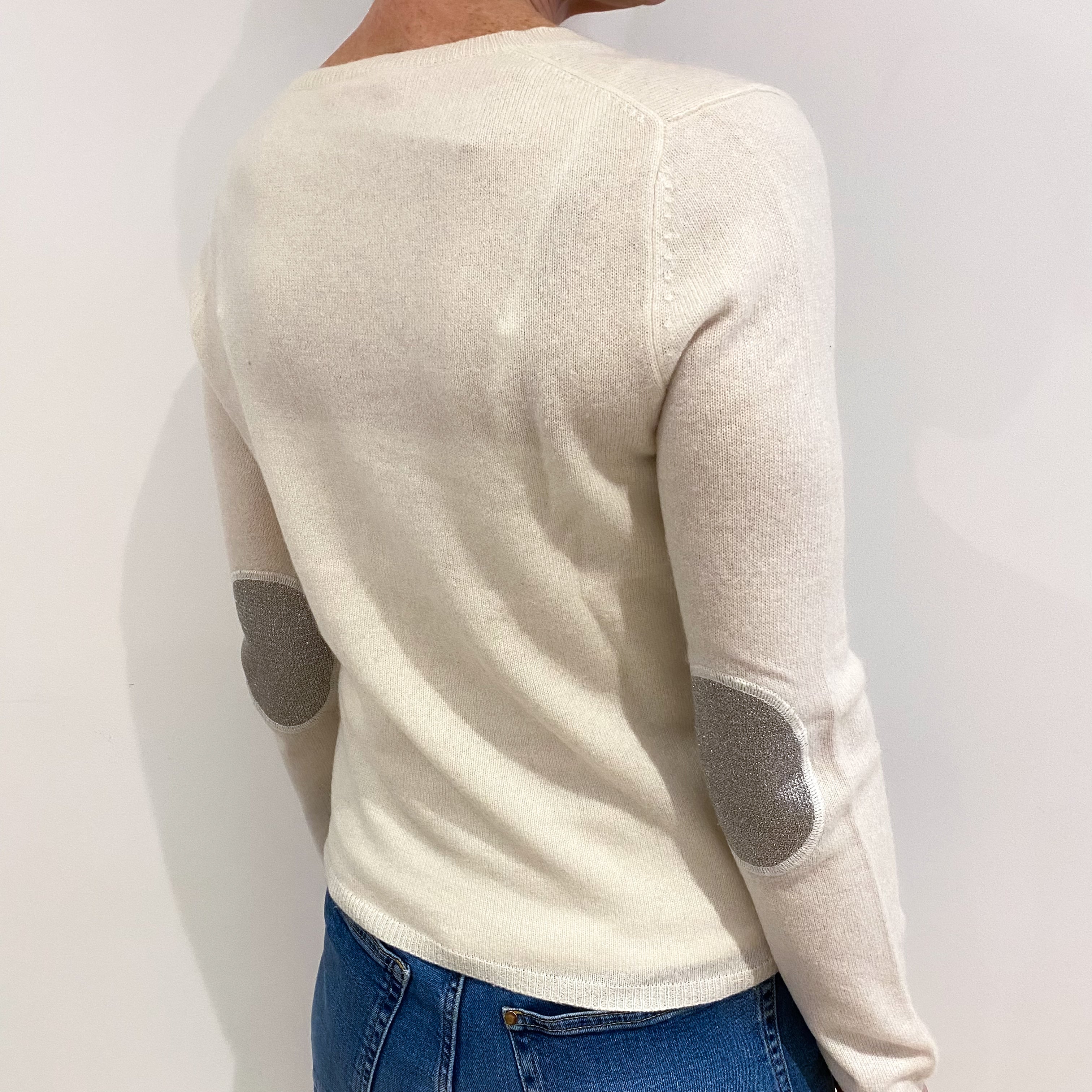 Winter White Cashmere V Neck Jumper Small