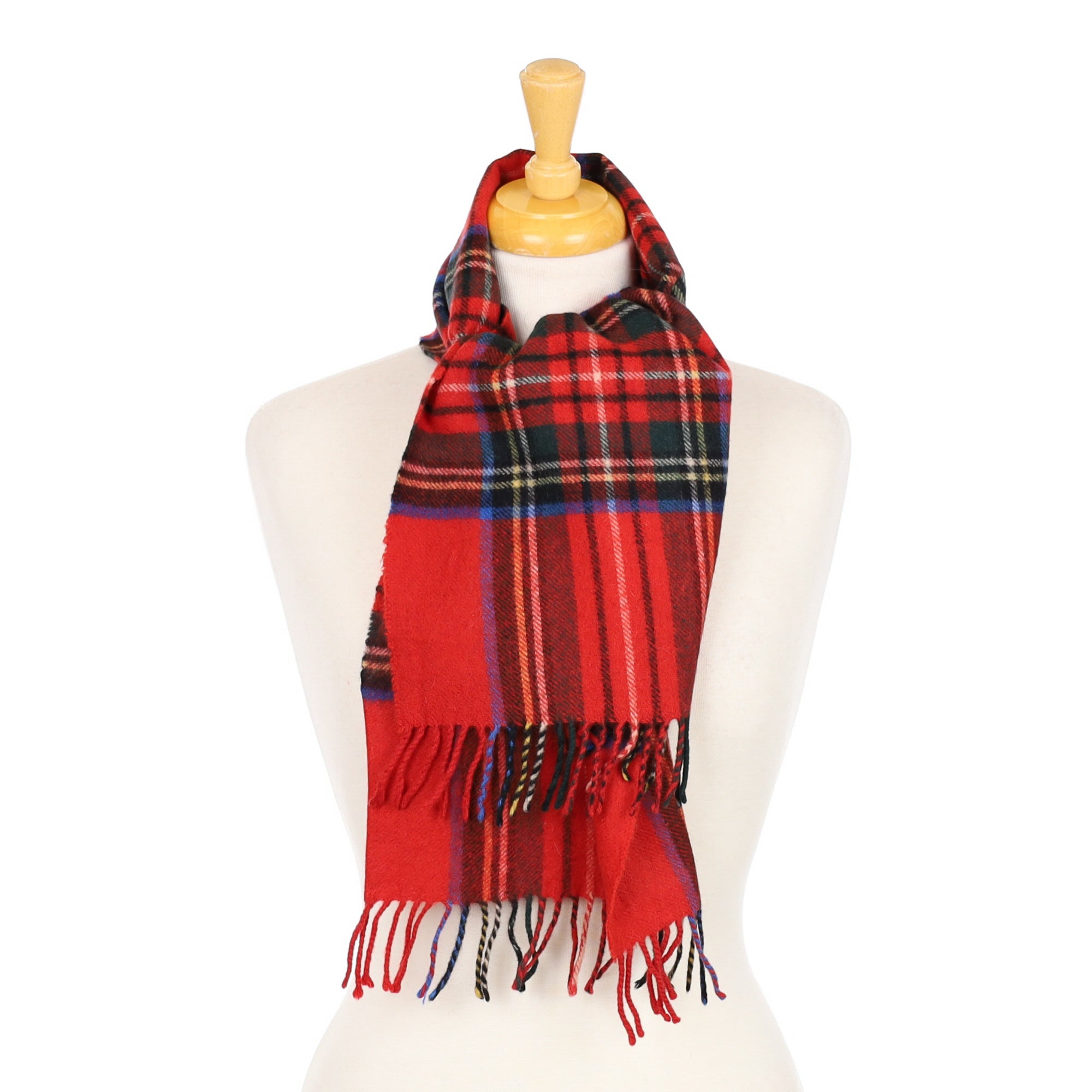 Scarlet Red Tartan Cashmere Woven Scarf