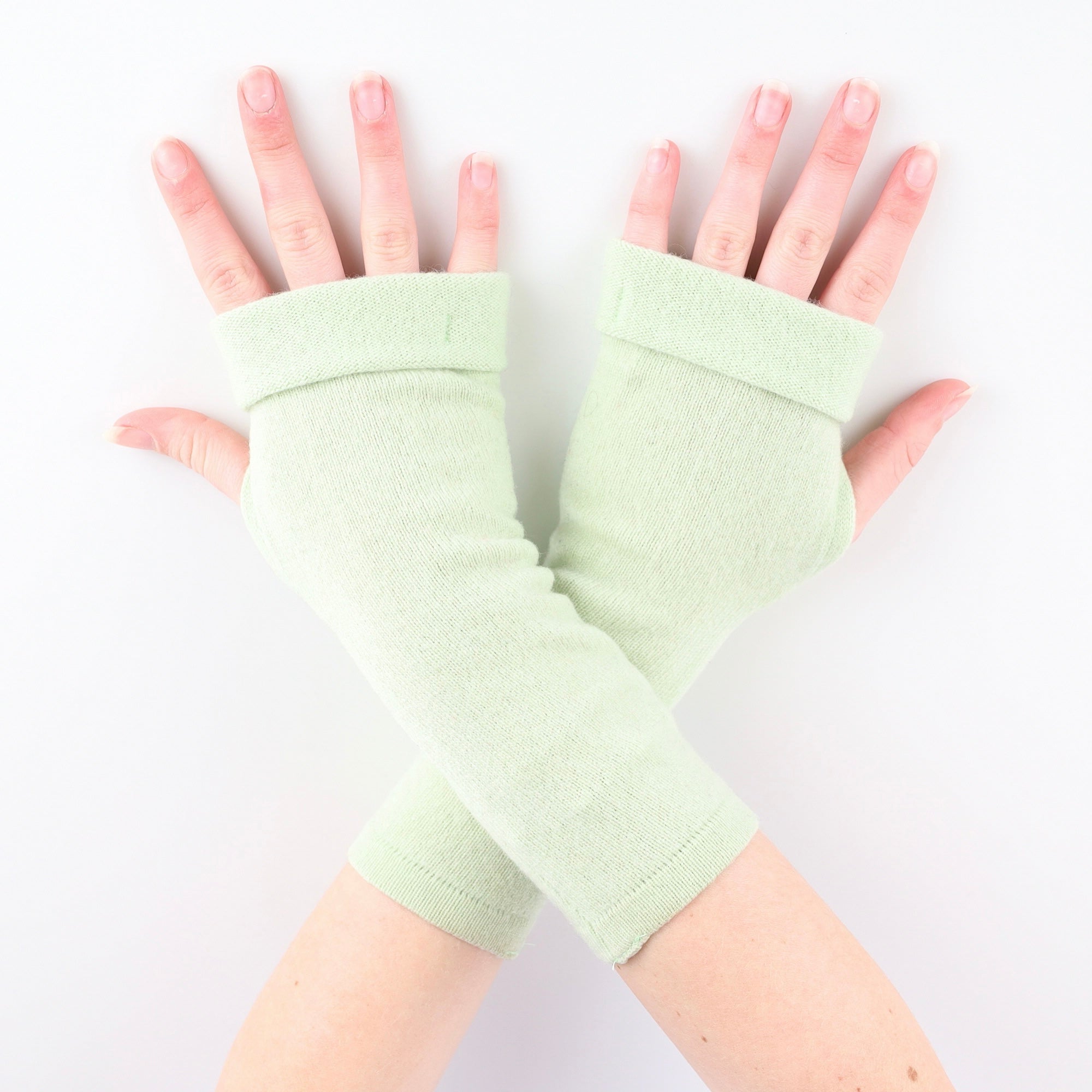 Mint Green Fingerless Gloves