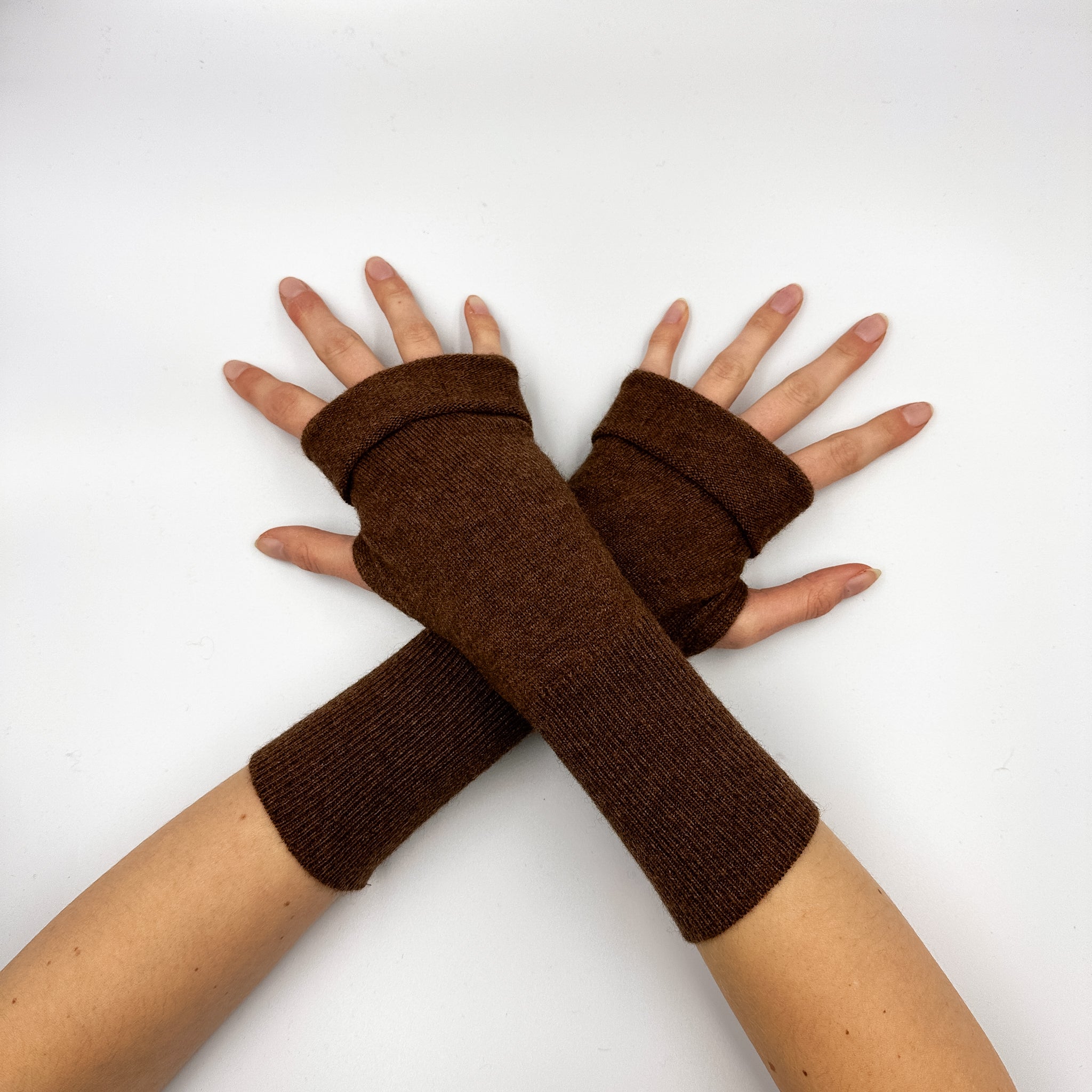 Chestnut Brown Fingerless Gloves