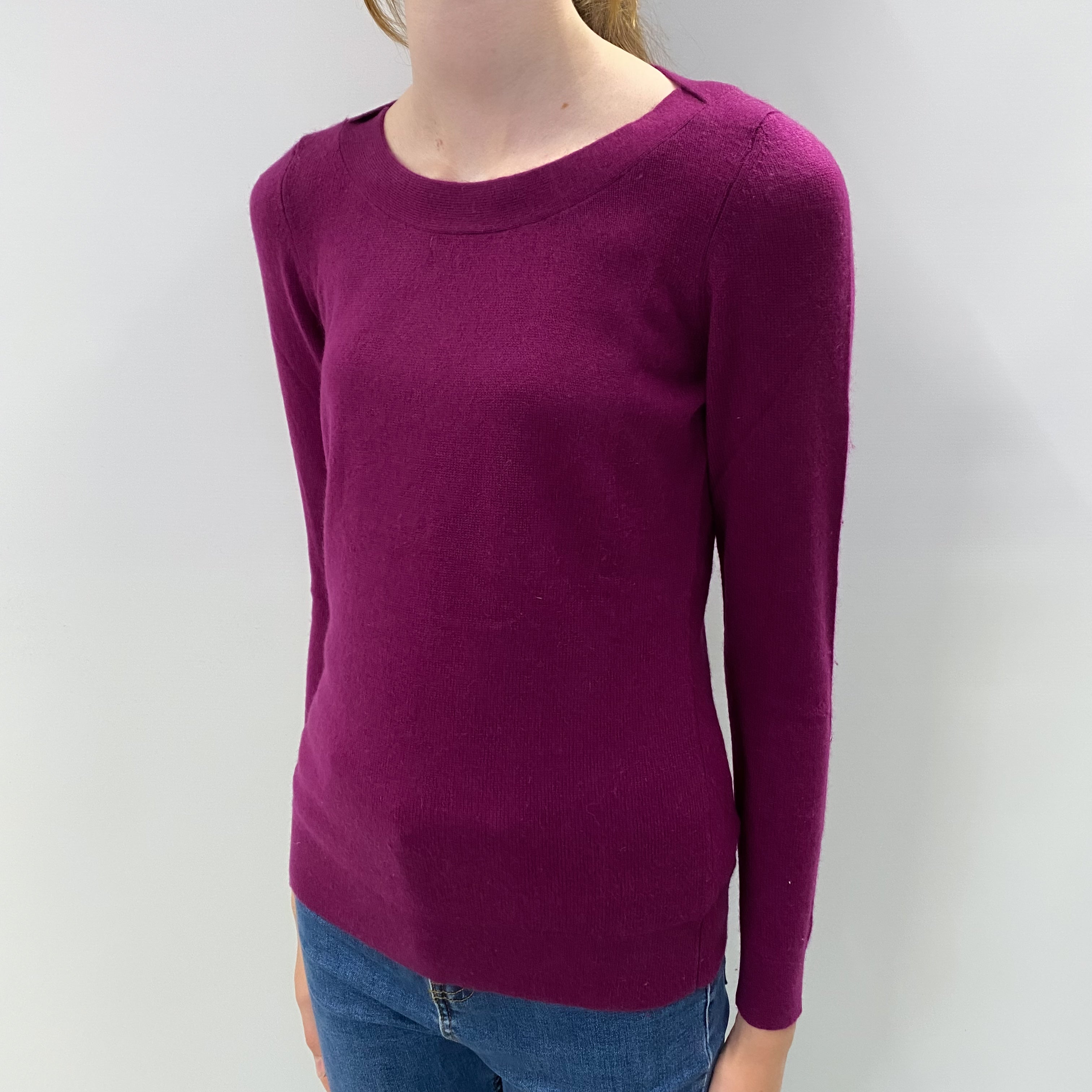 Violet Purple Cashmere Crew Neck Jumper Extra Small