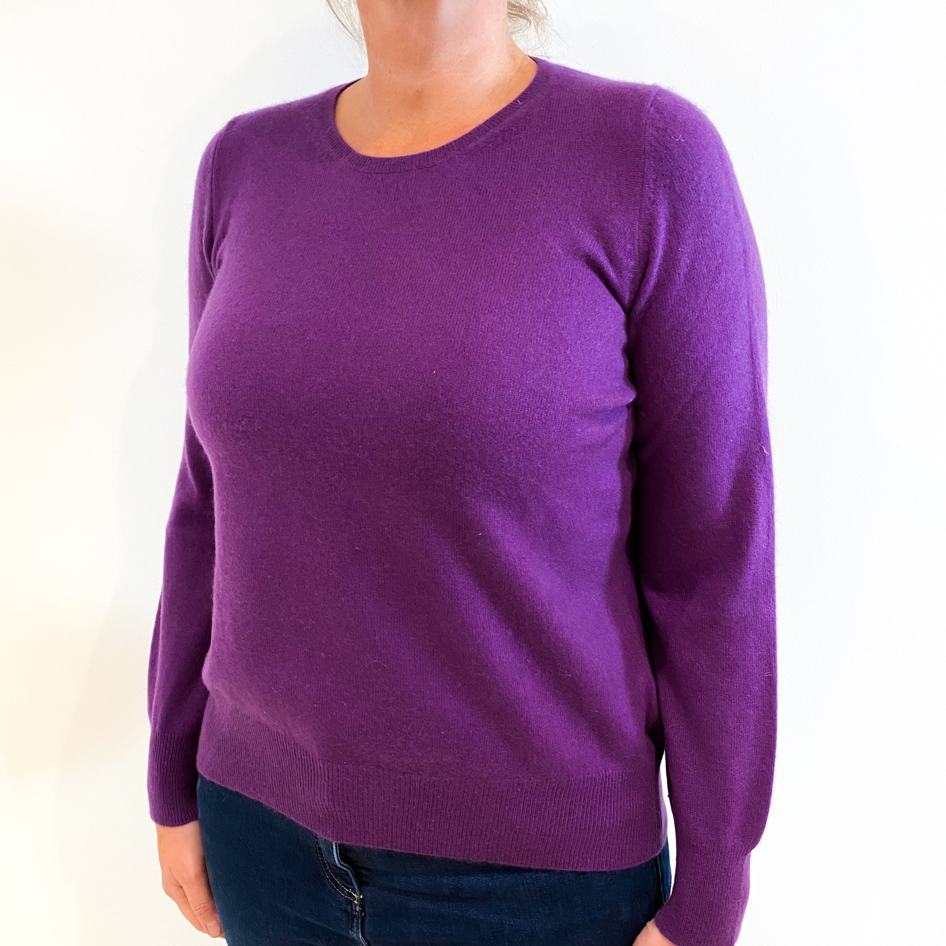 Viola Purple Cashmere Crew Neck Jumper Large