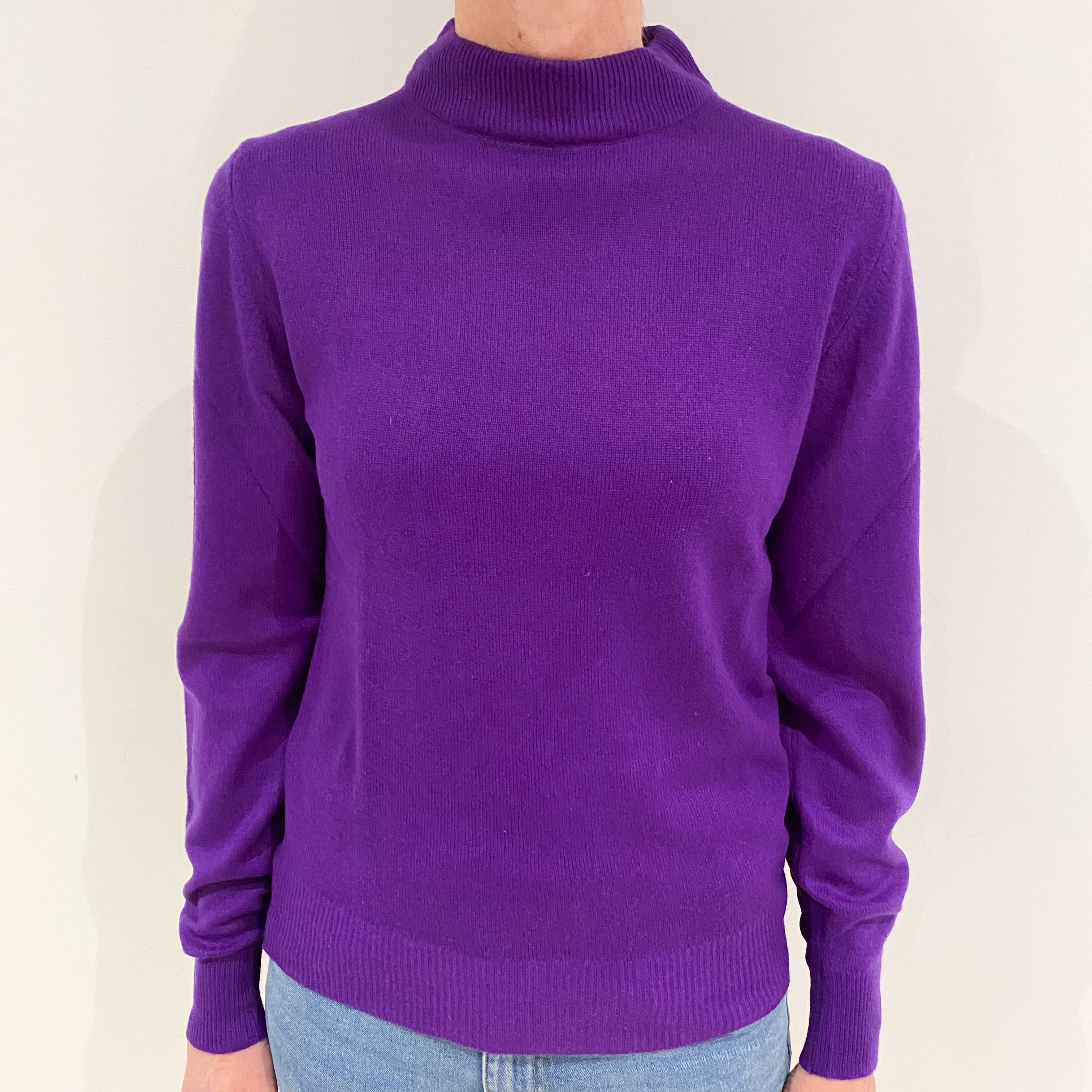 Violet Purple Cashmere Turtle Neck Jumper Small