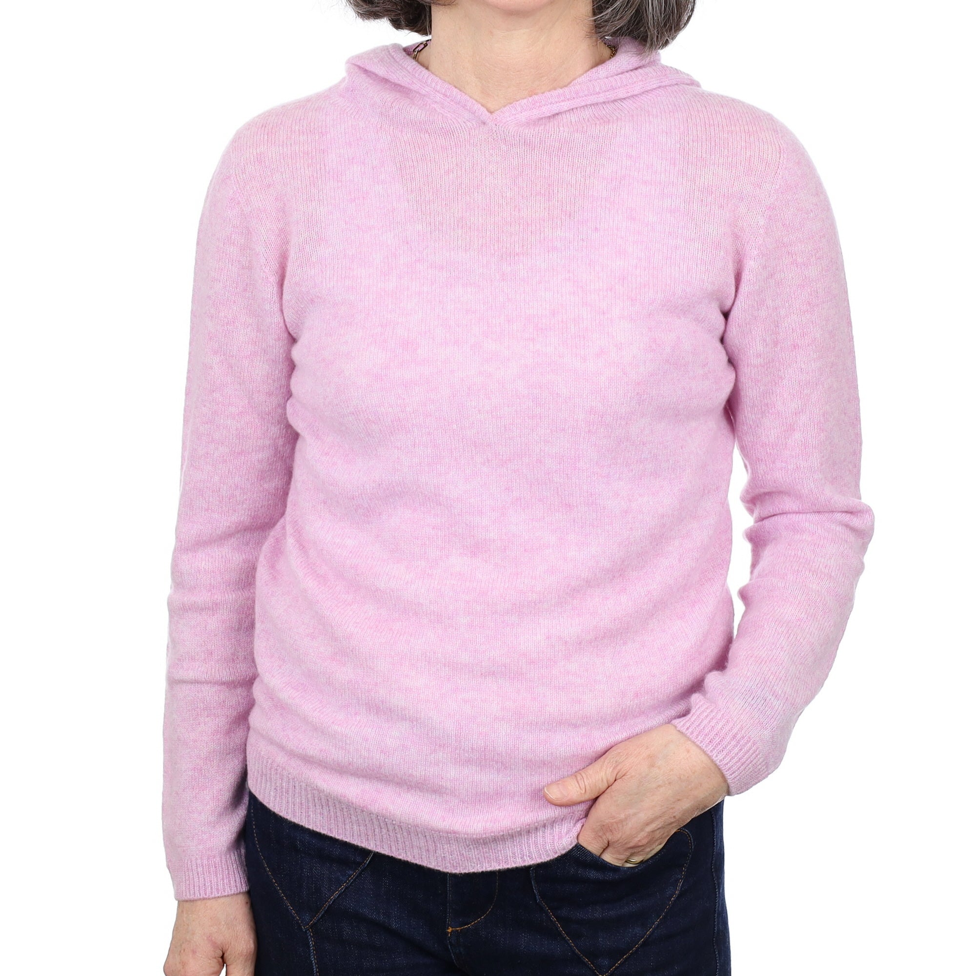 Brand New Scottish Mauve Pink Cashmere Hoodie Medium