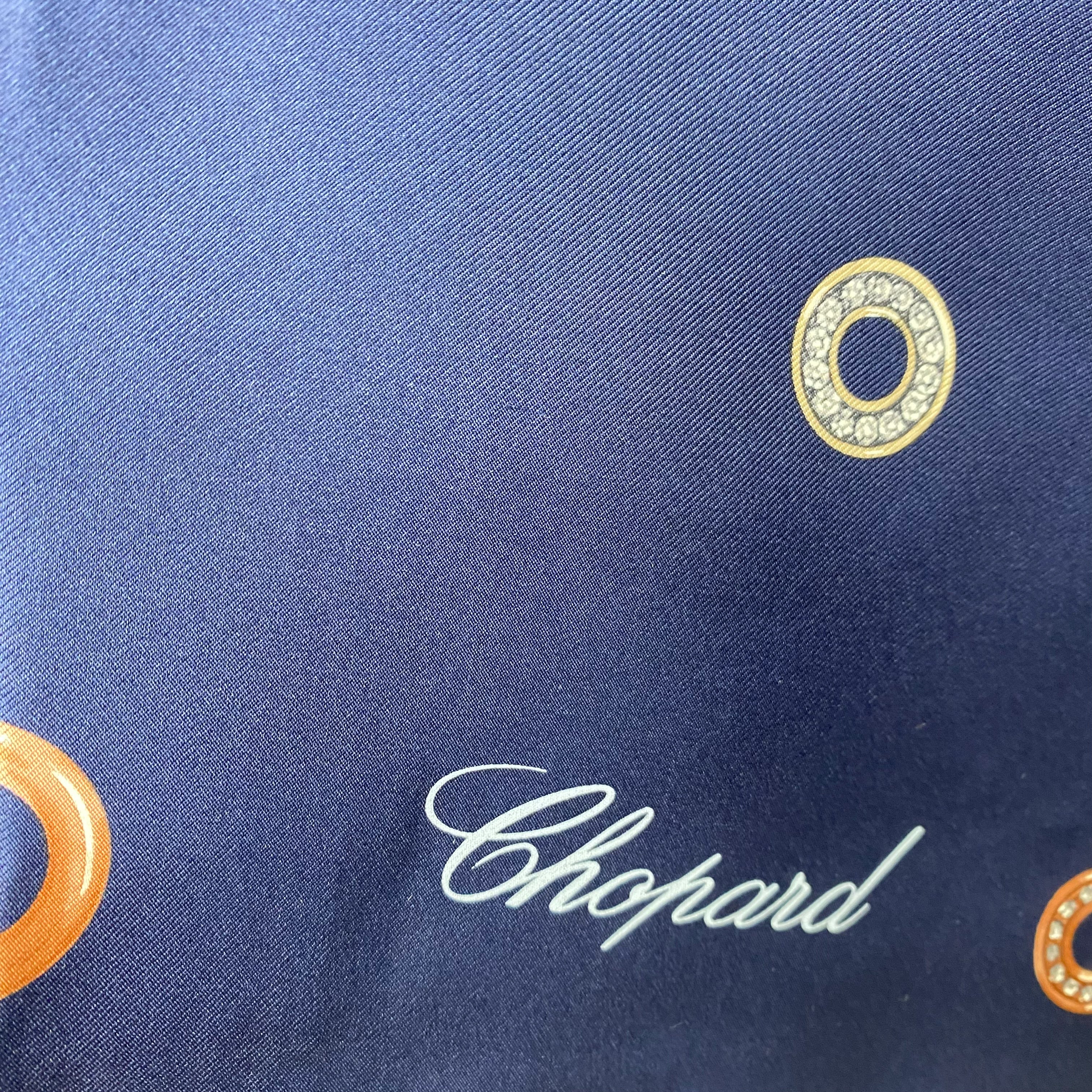 Chopard Designer Navy Jewel Silk Scarf