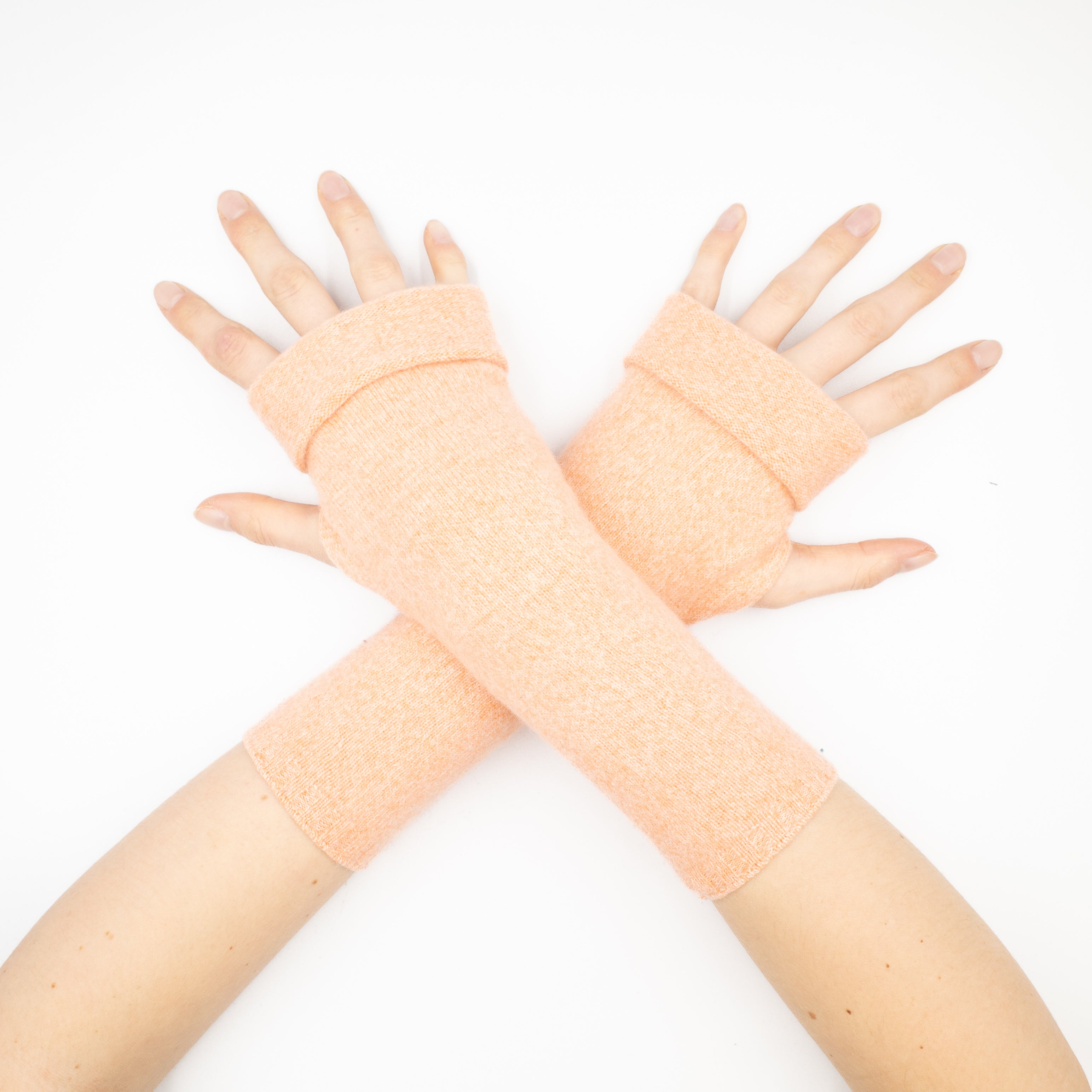 Peach Marl Fingerless Gloves