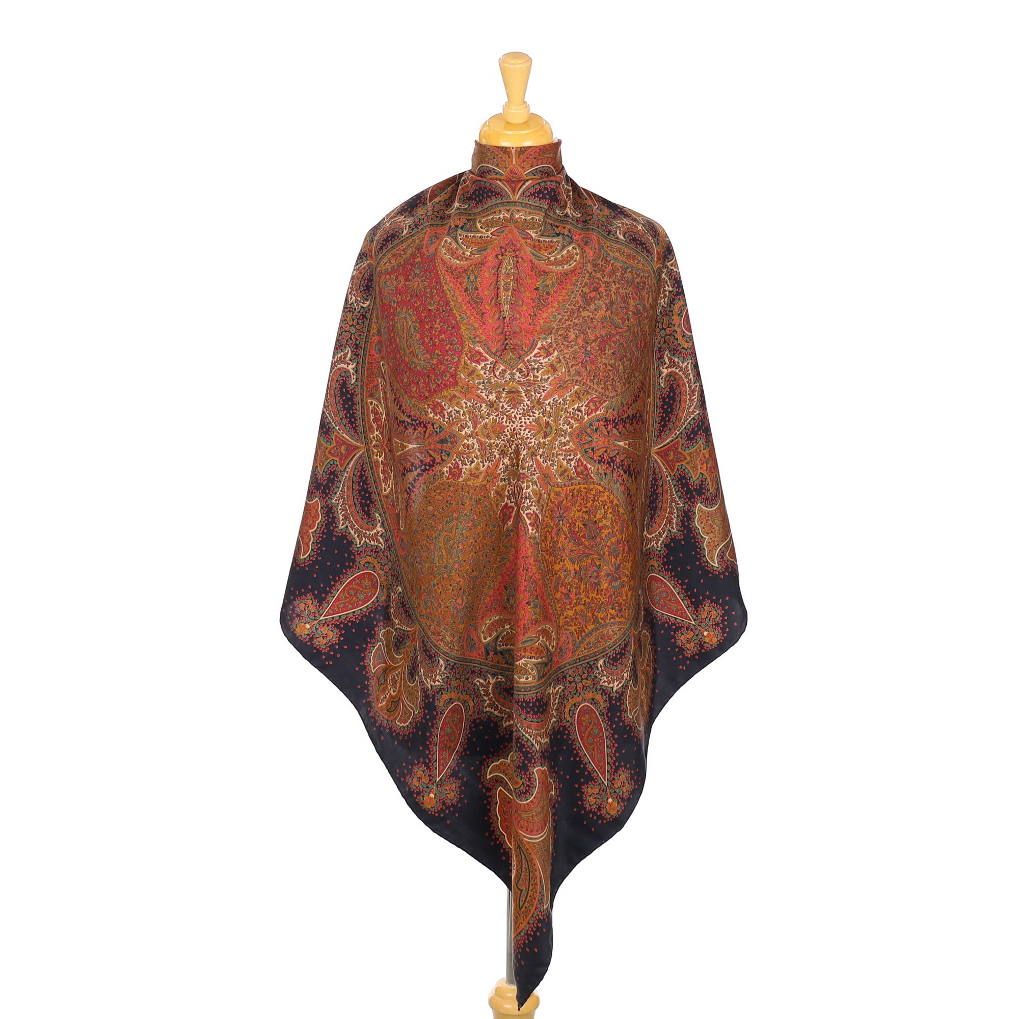 Liberty Black and Brown Paisley Silk Scarf