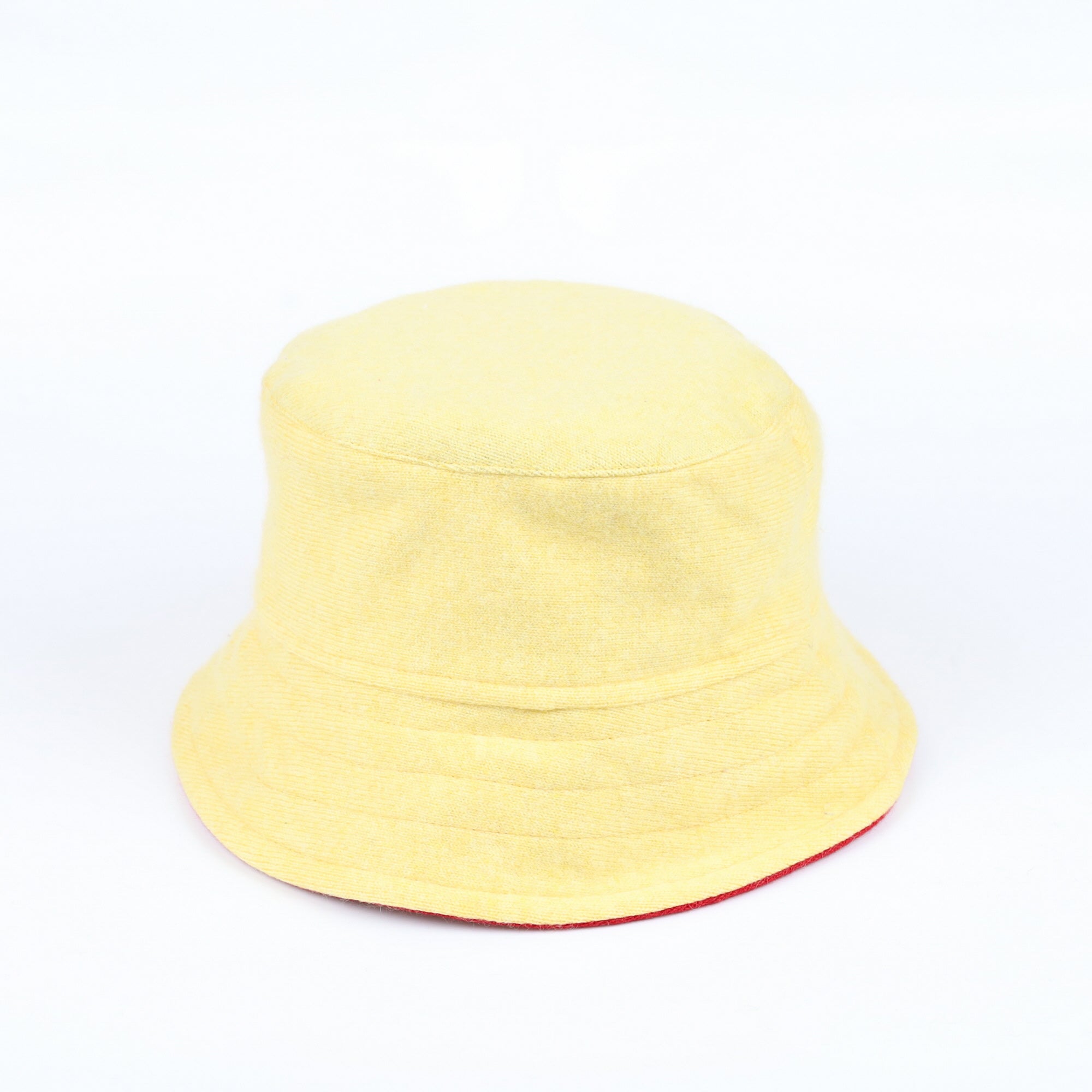 Post Box Red and Lemon Reversible Cashmere Bucket Hat Medium