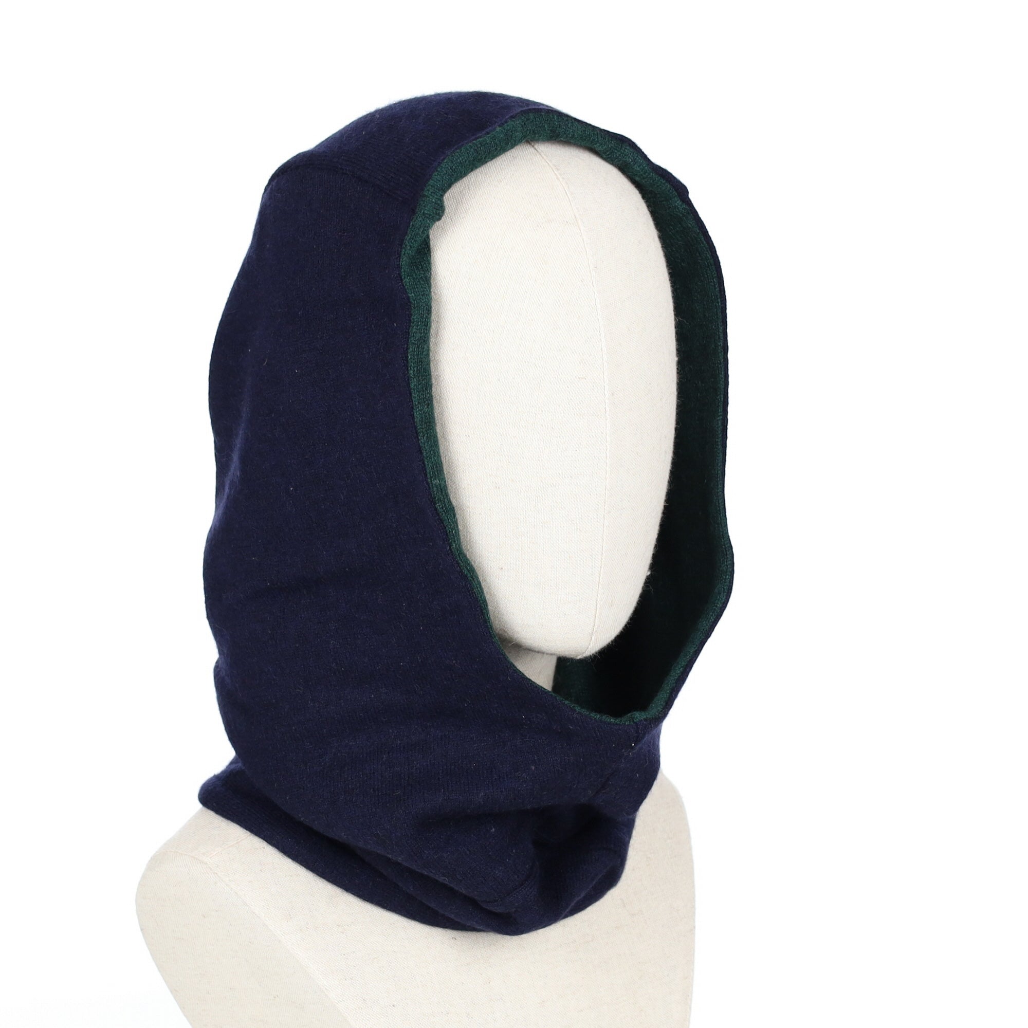 Dark Navy and Bottle Green Luxury Reversible Cashmere Hood Unisex