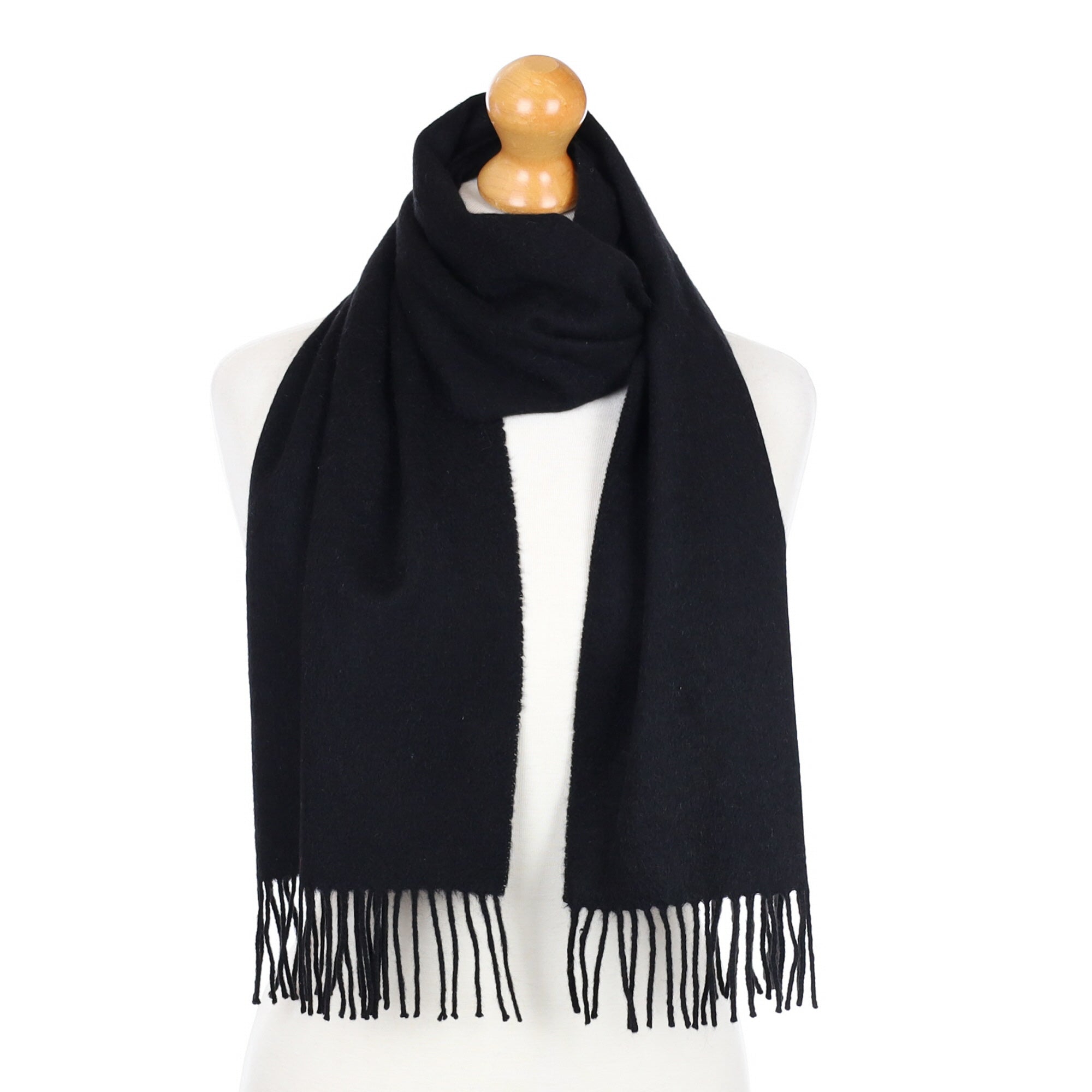 Black Fringed Cashmere Woven Scarf