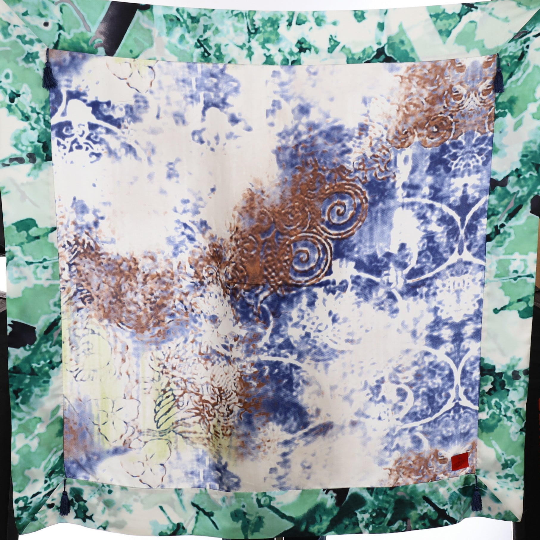 Danish Erfurt Abstract Green Silk Scarf