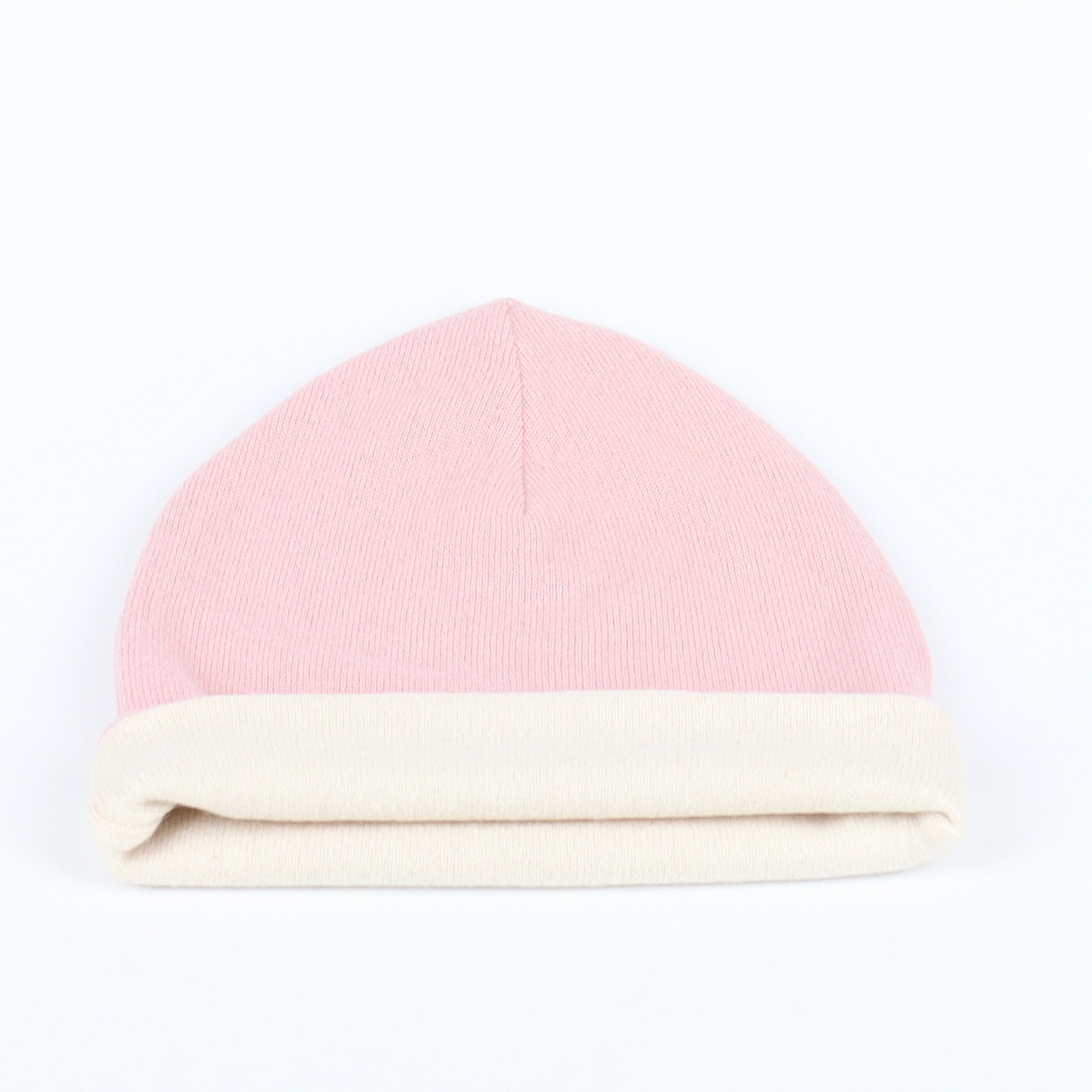 Soft Pink and Cream Reversible Cashmere Beanie Hat