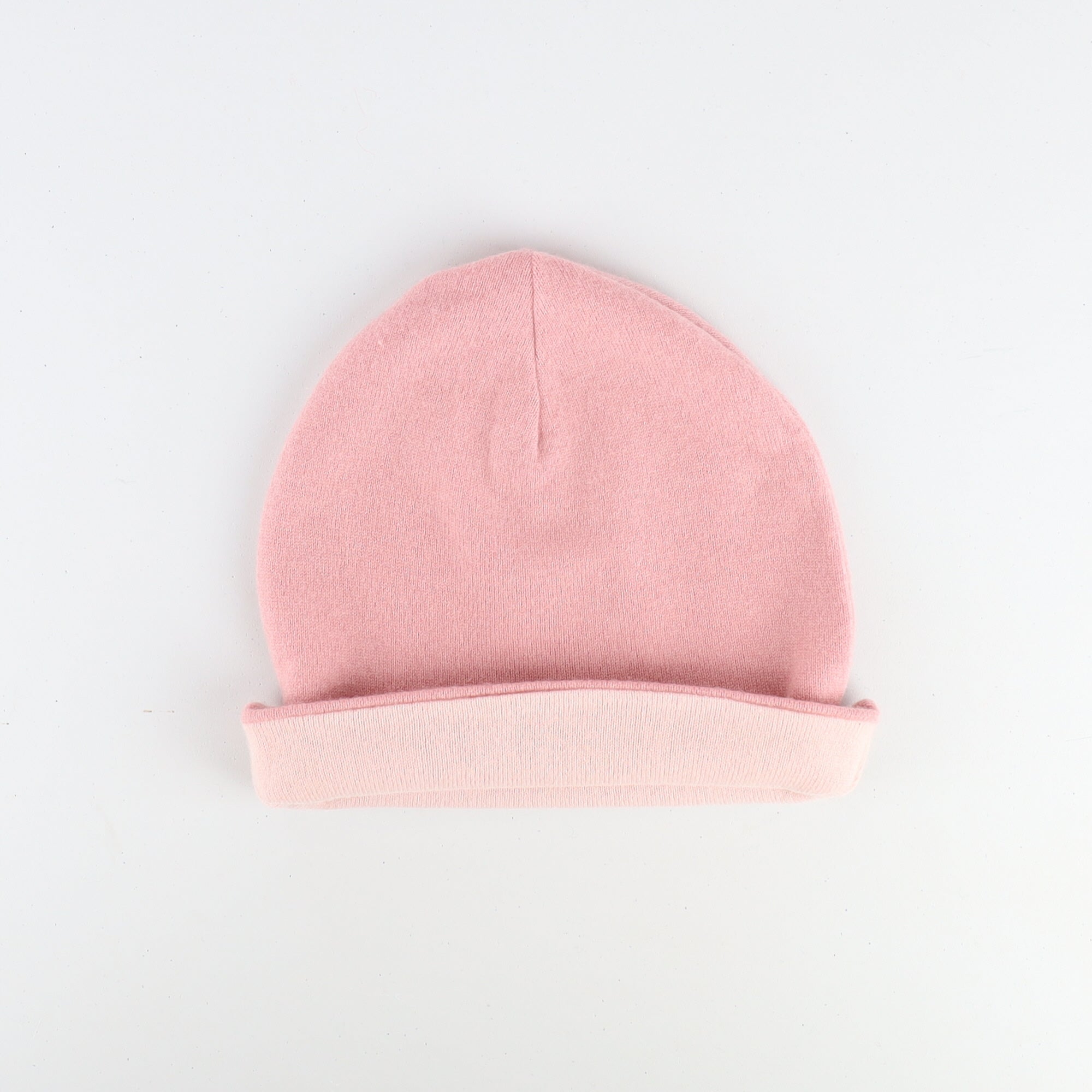 Dusky Pink and Pale Pink Reversible Cashmere Beanie Hat