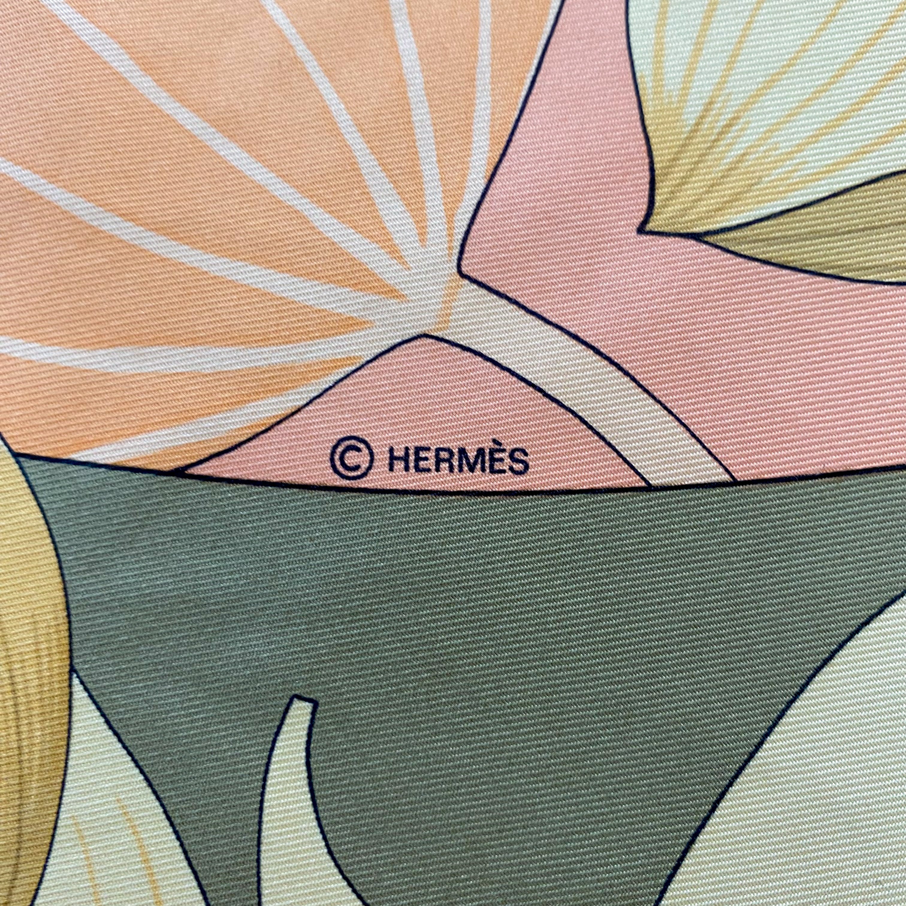 Boxed Hermès Fleurs De Lotus Silk Scarf