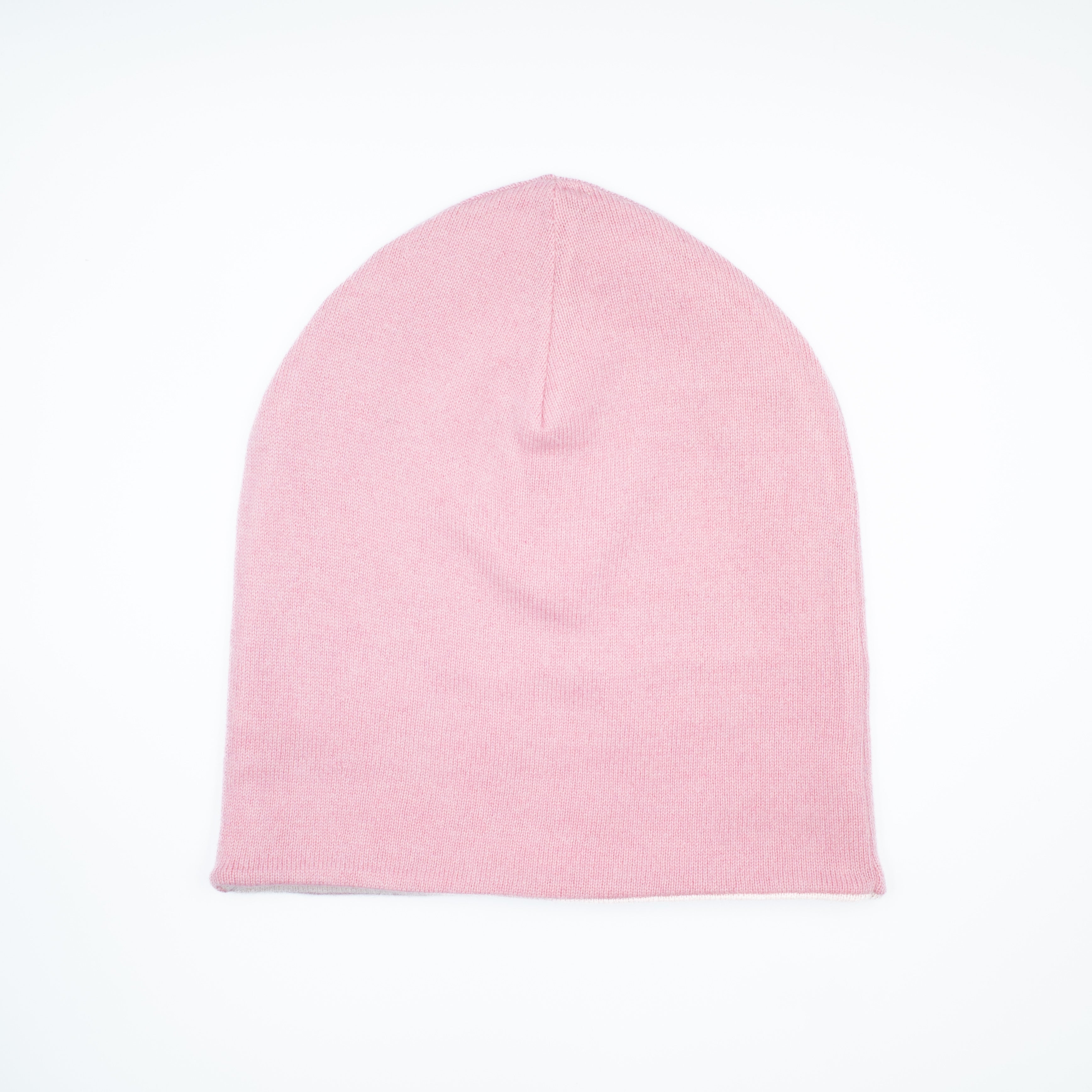 Bubblegum and Palest Pink Cashmere Beanie Hat