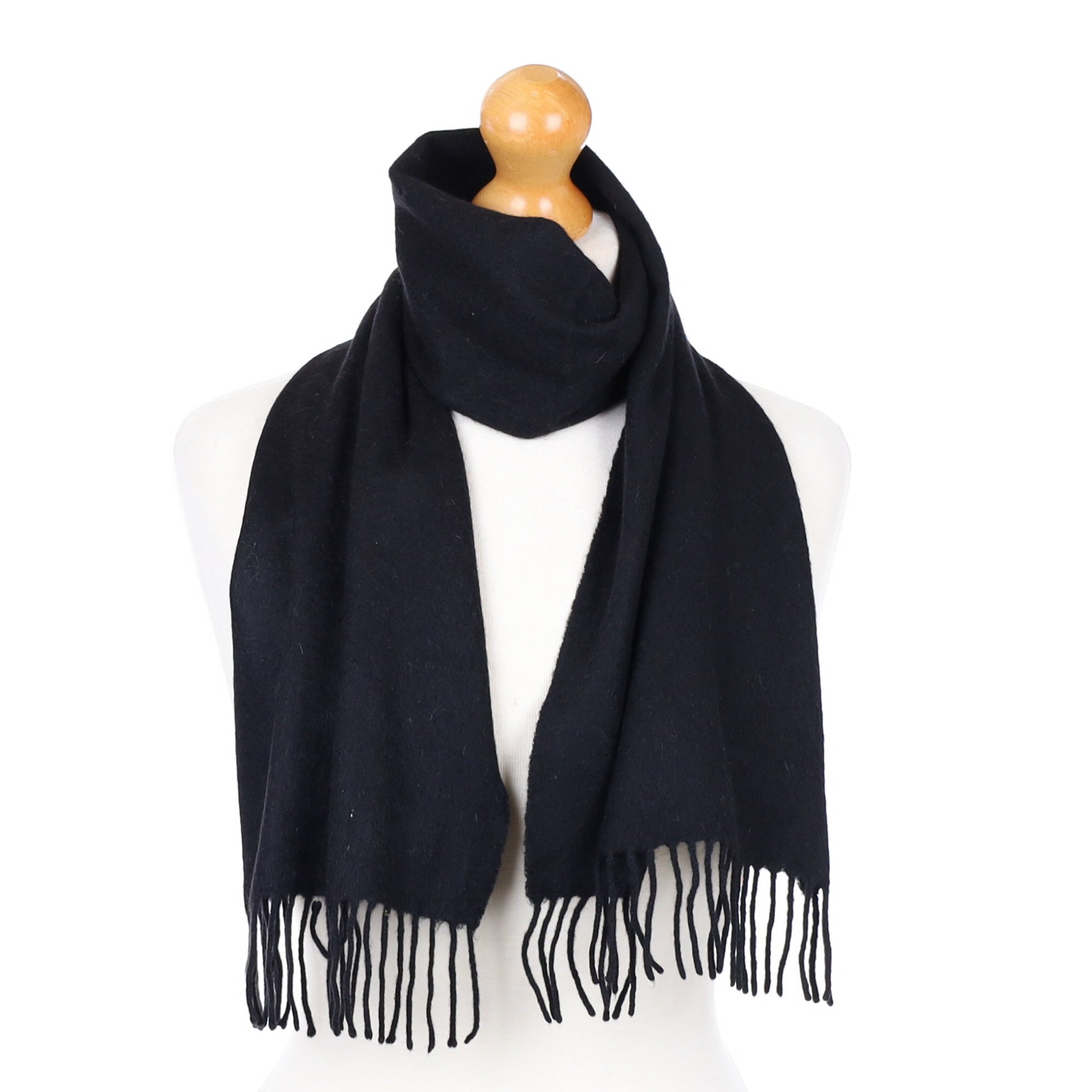 Black Fringed Cashmere Woven Scarf