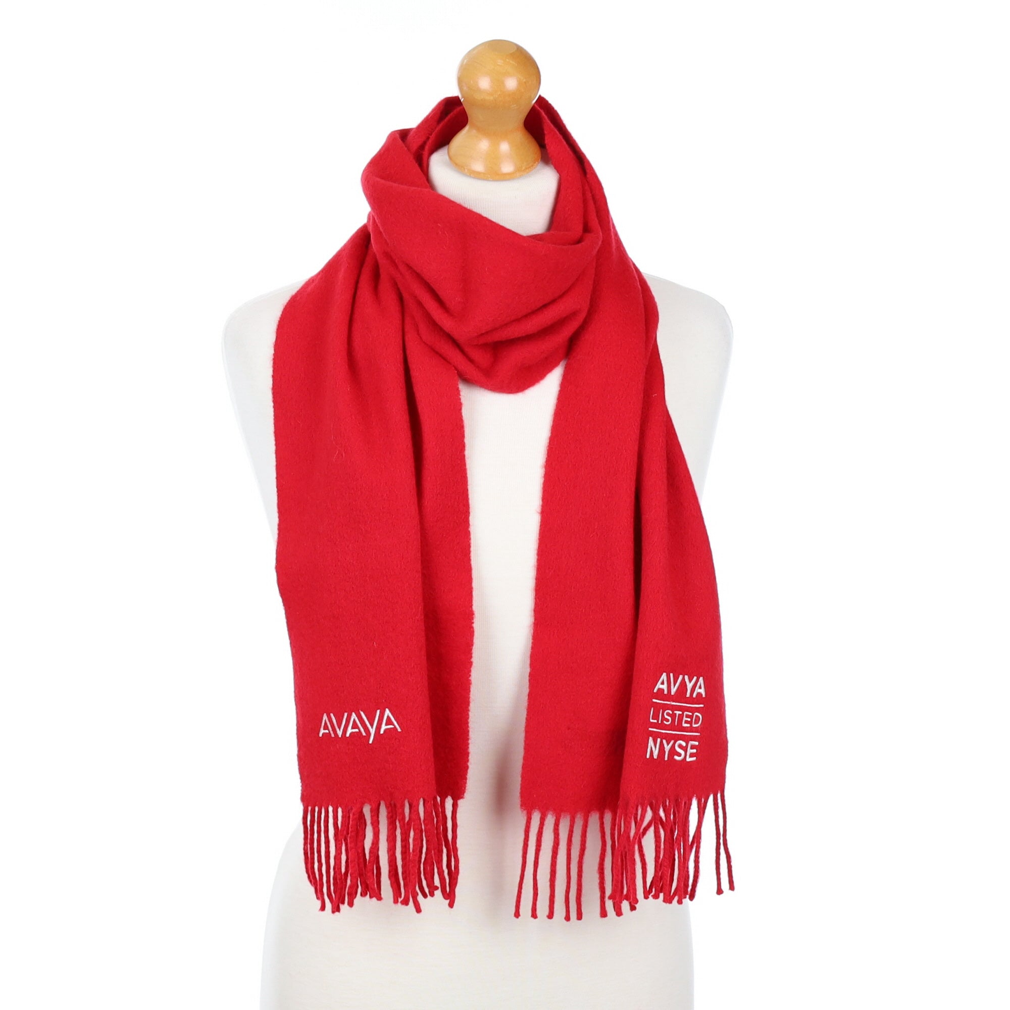 Scarlet Red Fringed Cashmere Woven Scarf