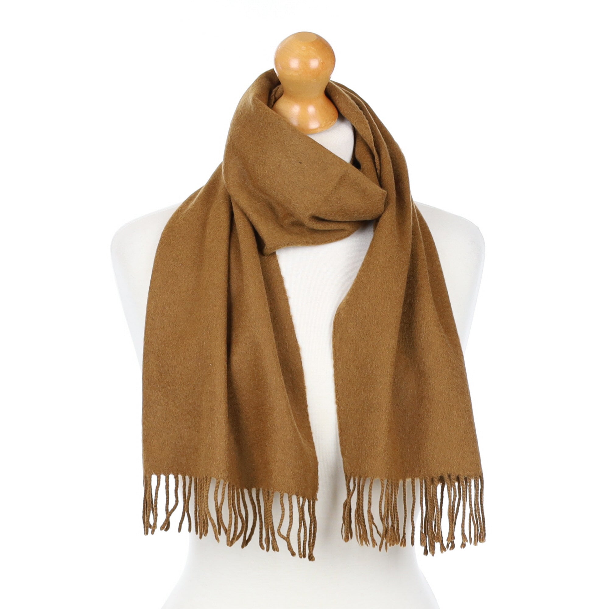 Cinnamon Brown Fringed Cashmere Woven Scarf