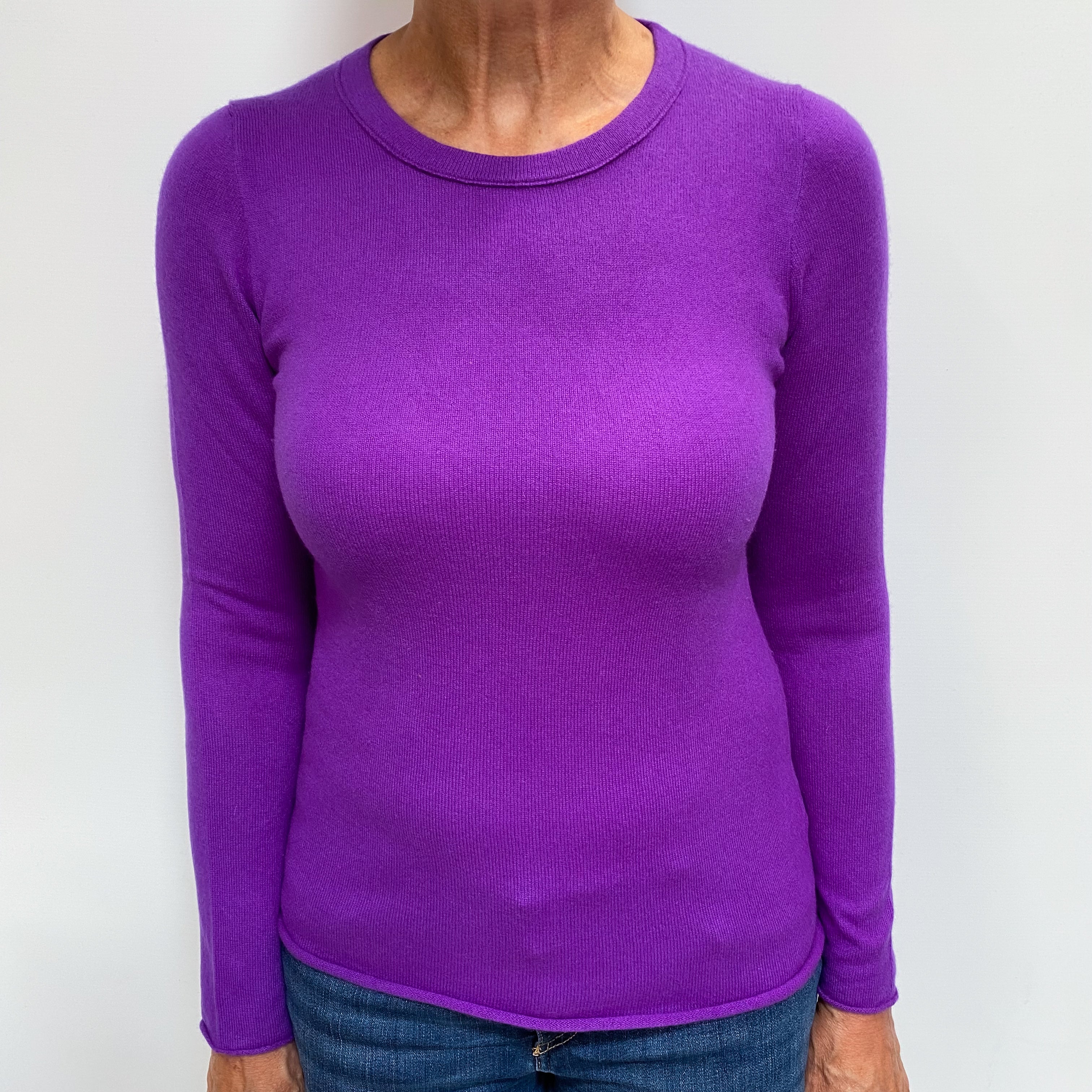 Violet Purple Cashmere Crew Neck Jumper Medium