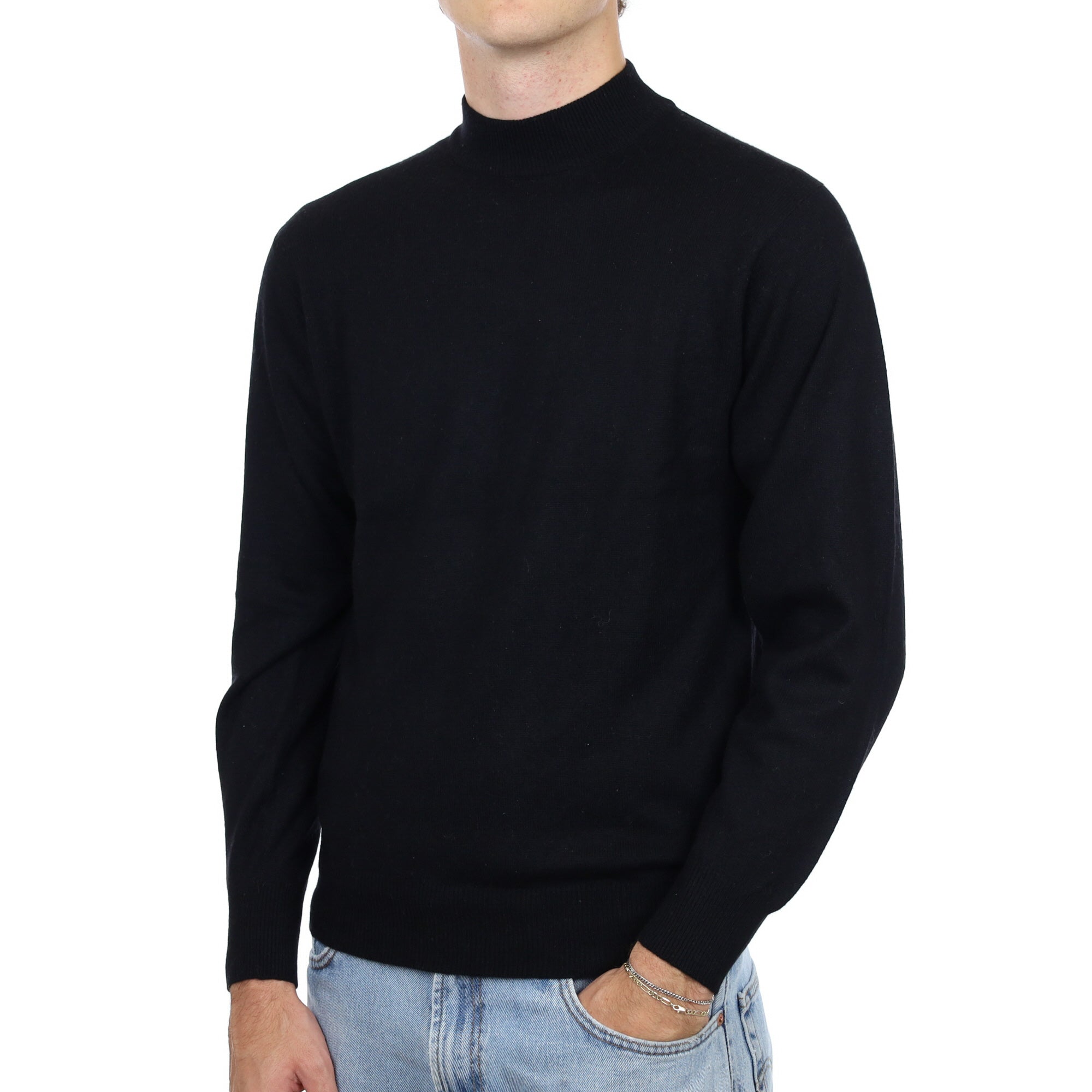 Men's Black Cashmere Turtle Neck Jumper Medium