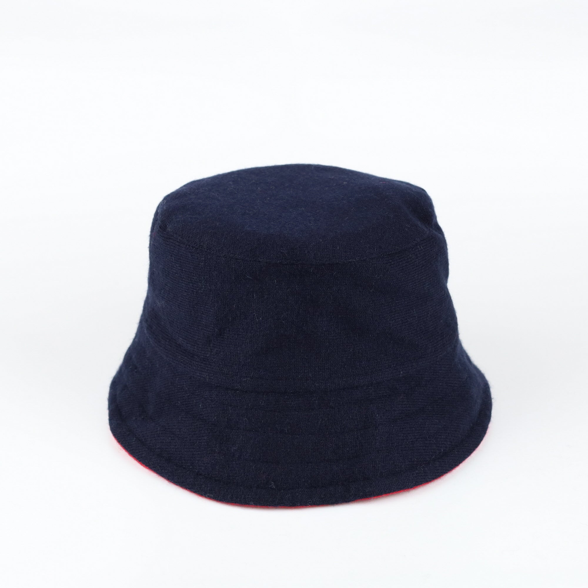 Navy Blue Reversible Cashmere Bucket Hat Large