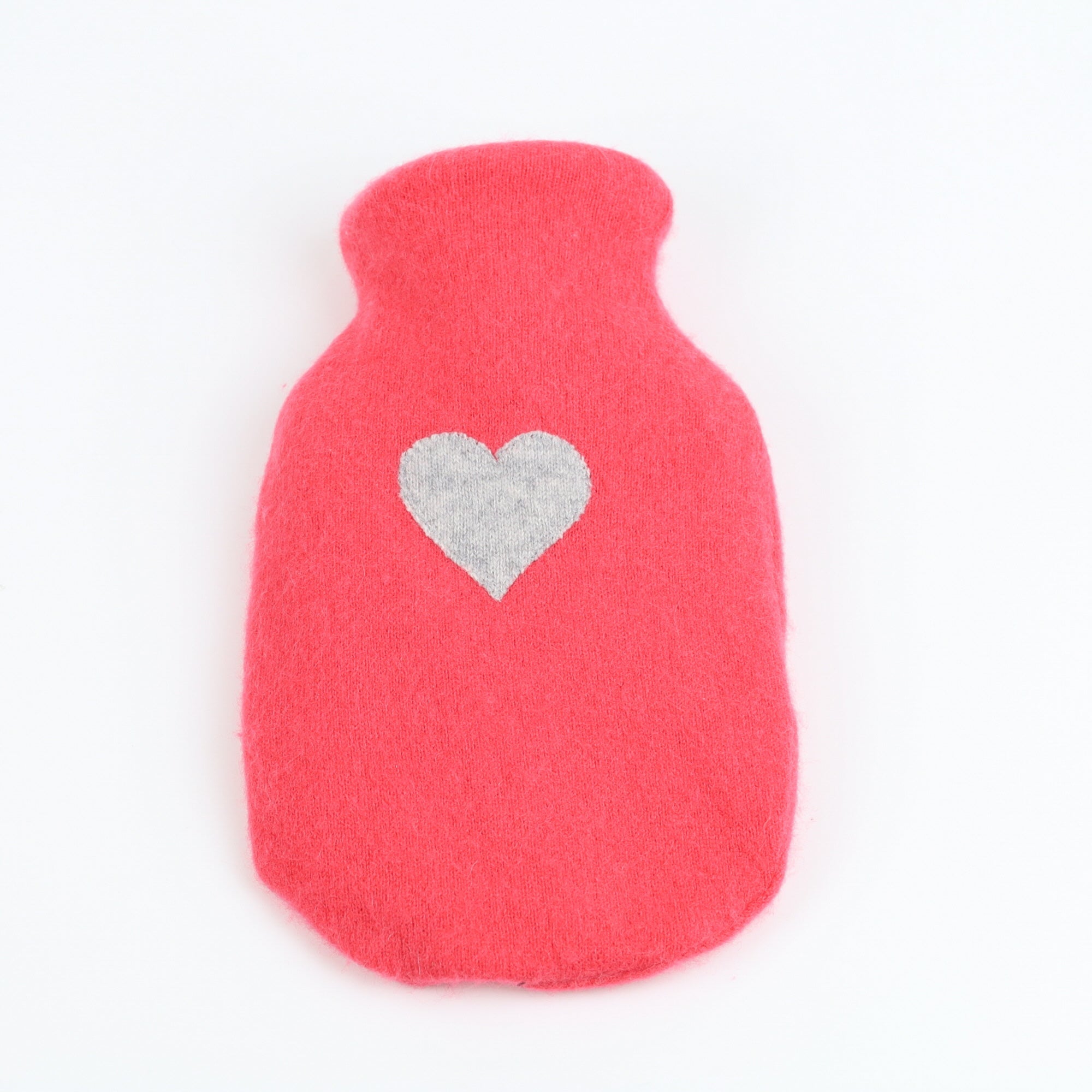 Cranberry Pink and Grey Small Cashmere Hot Water Bottle