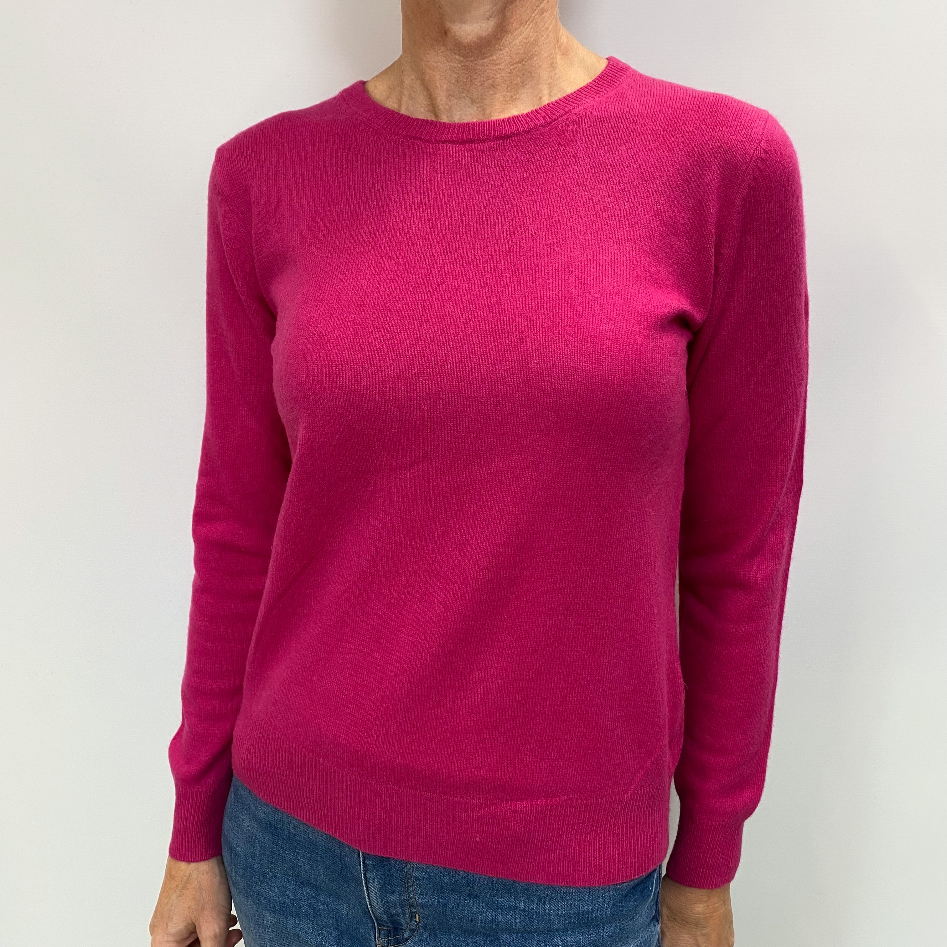 Hot Pink Cashmere Crew Neck Jumper Small